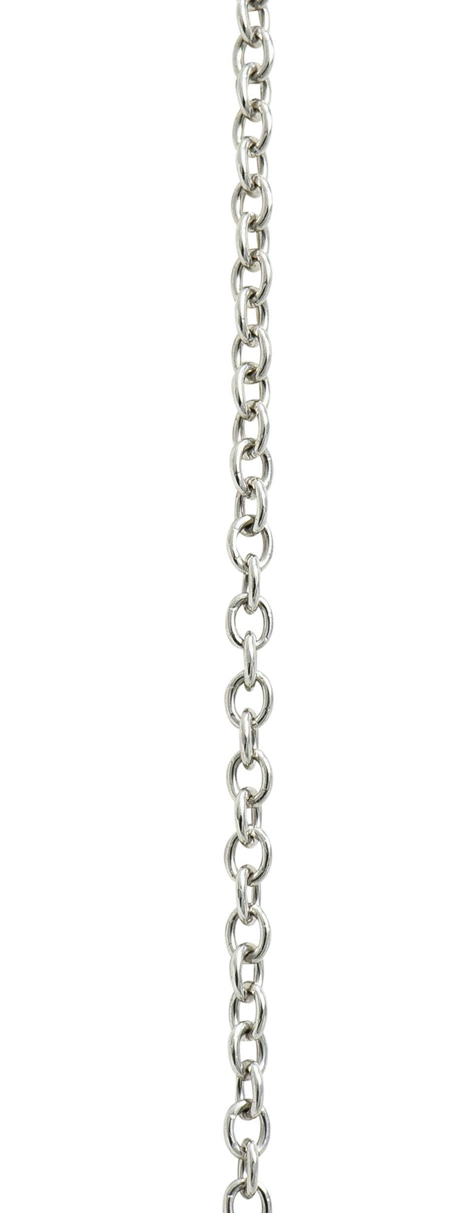 Elsa Peretti Tiffany & Co. Diamond Platinum Open Heart Pendant Necklace In Excellent Condition In Philadelphia, PA