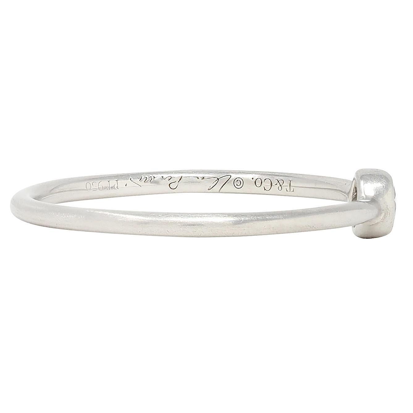 Moderno Elsa Peretti for Tiffany & Co. Anello di fidanzamento solitario con castone in platino e diamante in vendita
