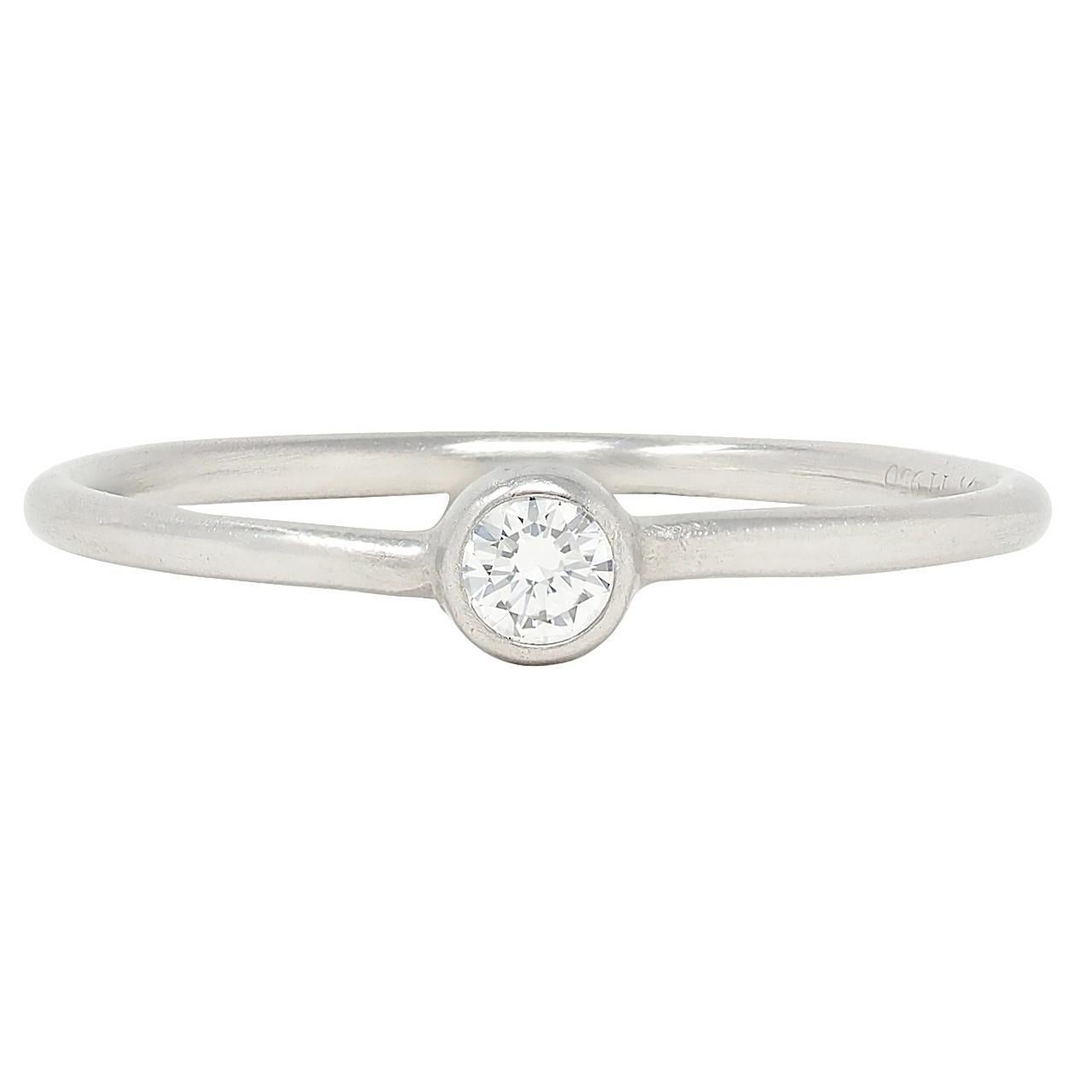 Elsa Peretti for Tiffany & Co. Anello di fidanzamento solitario con castone in platino e diamante in vendita