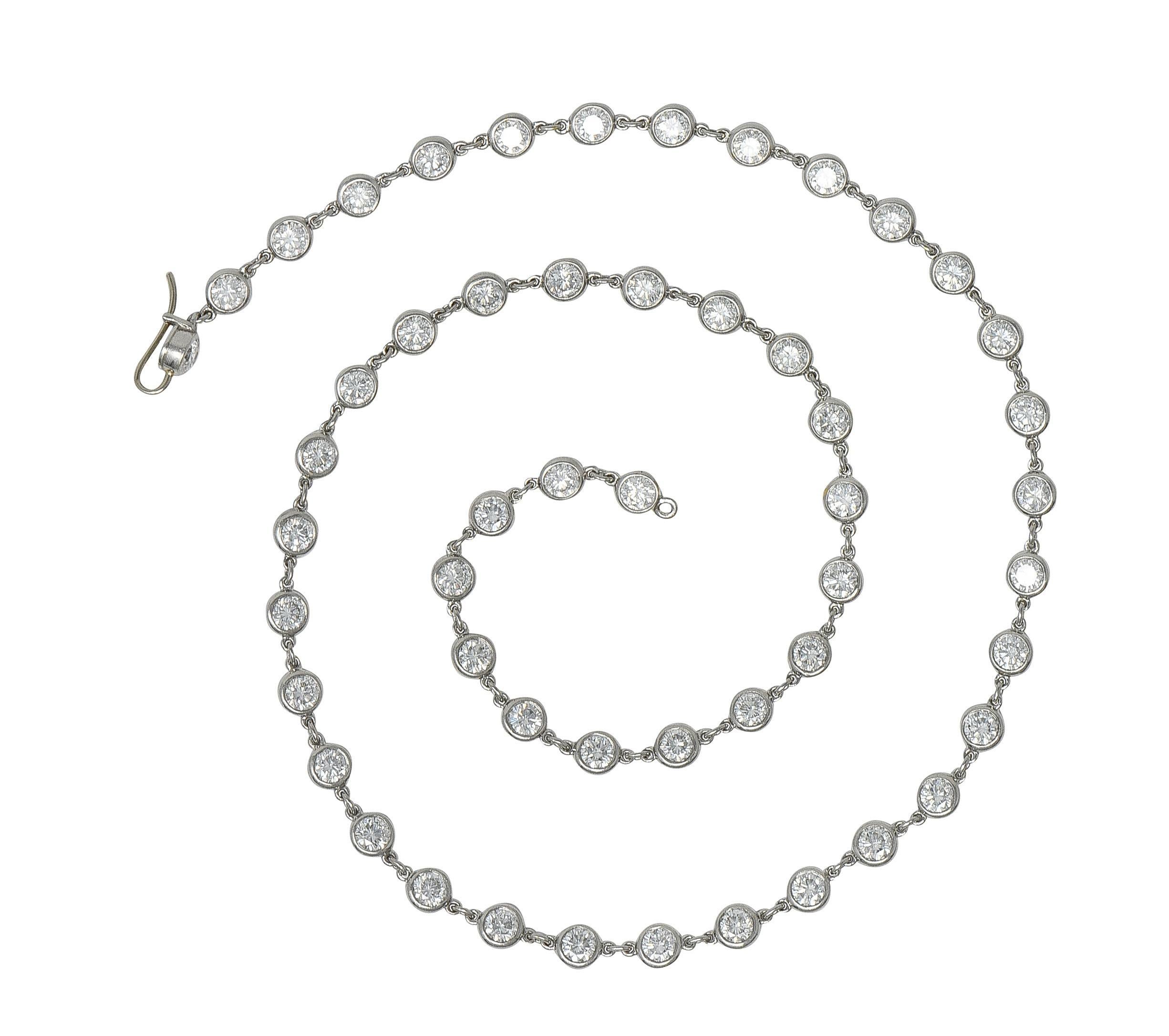 Moderno Elsa Peretti for Tiffany & Co. Collana di diamanti in platino con diamanti per ogni metro di distanza in vendita