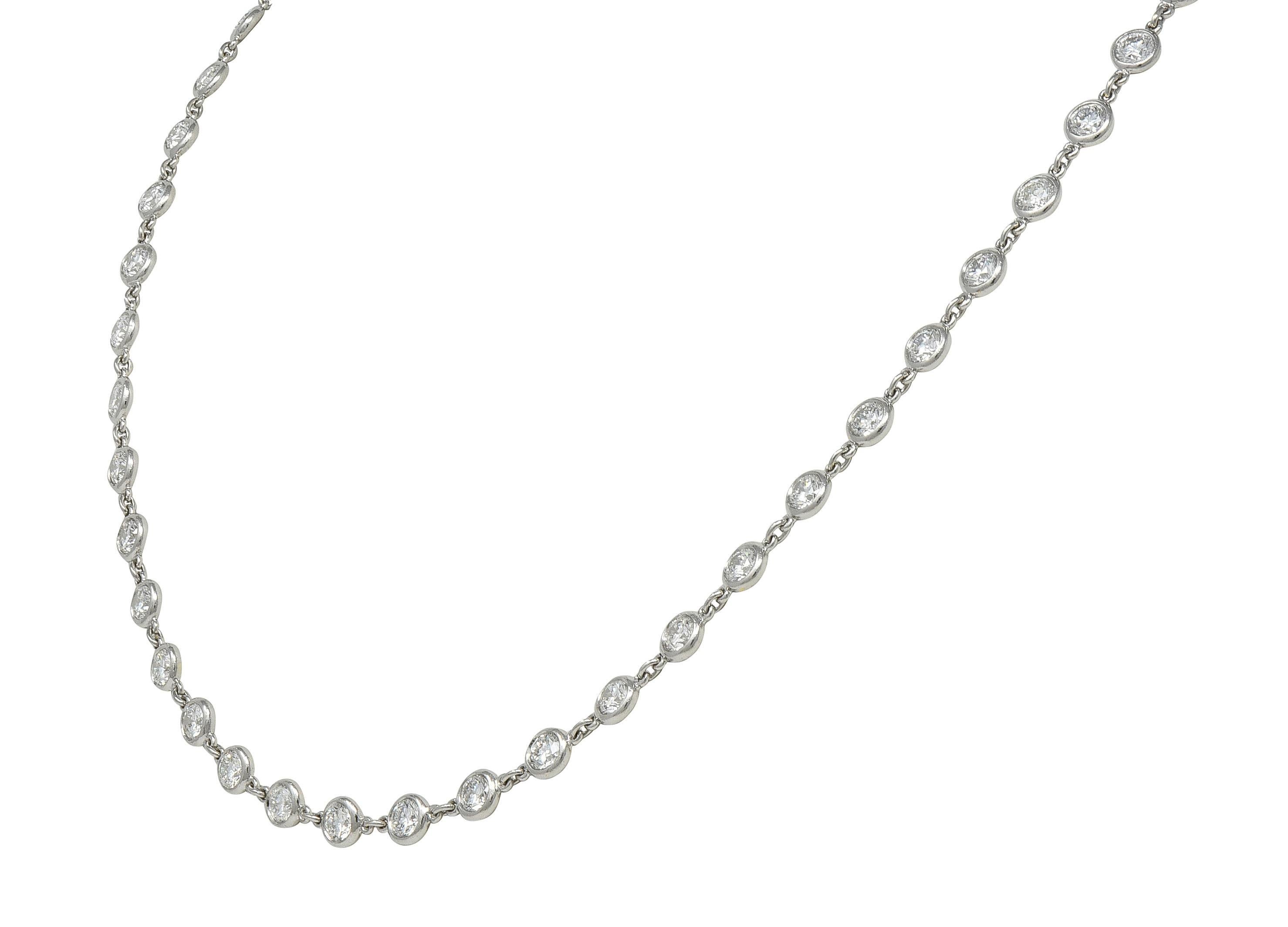 Taglio brillante Elsa Peretti for Tiffany & Co. Collana di diamanti in platino con diamanti per ogni metro di distanza in vendita