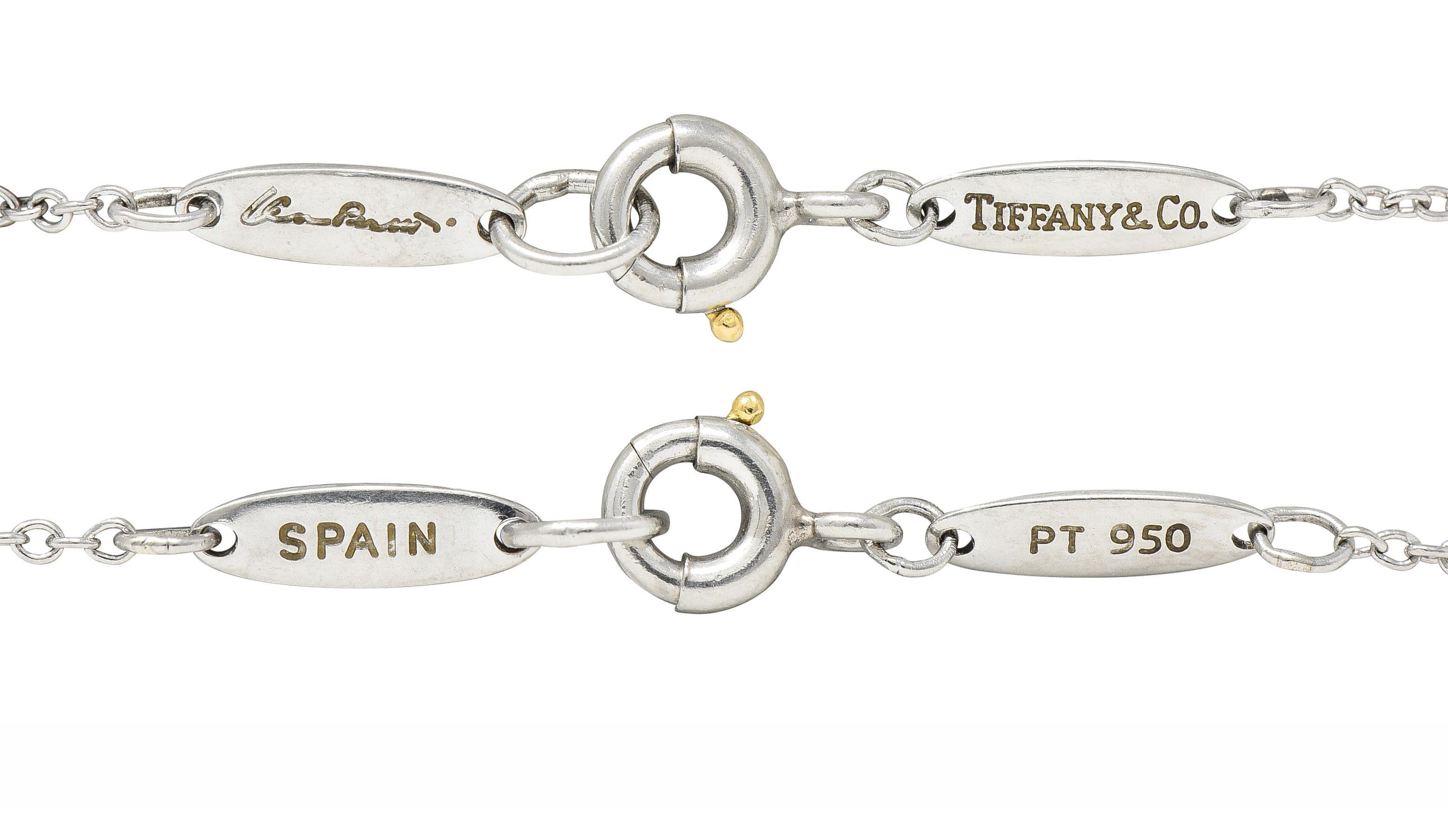 Elsa Peretti Tiffany & Co. Diamond Platinum Open Heart Pendant Necklace For Sale 2