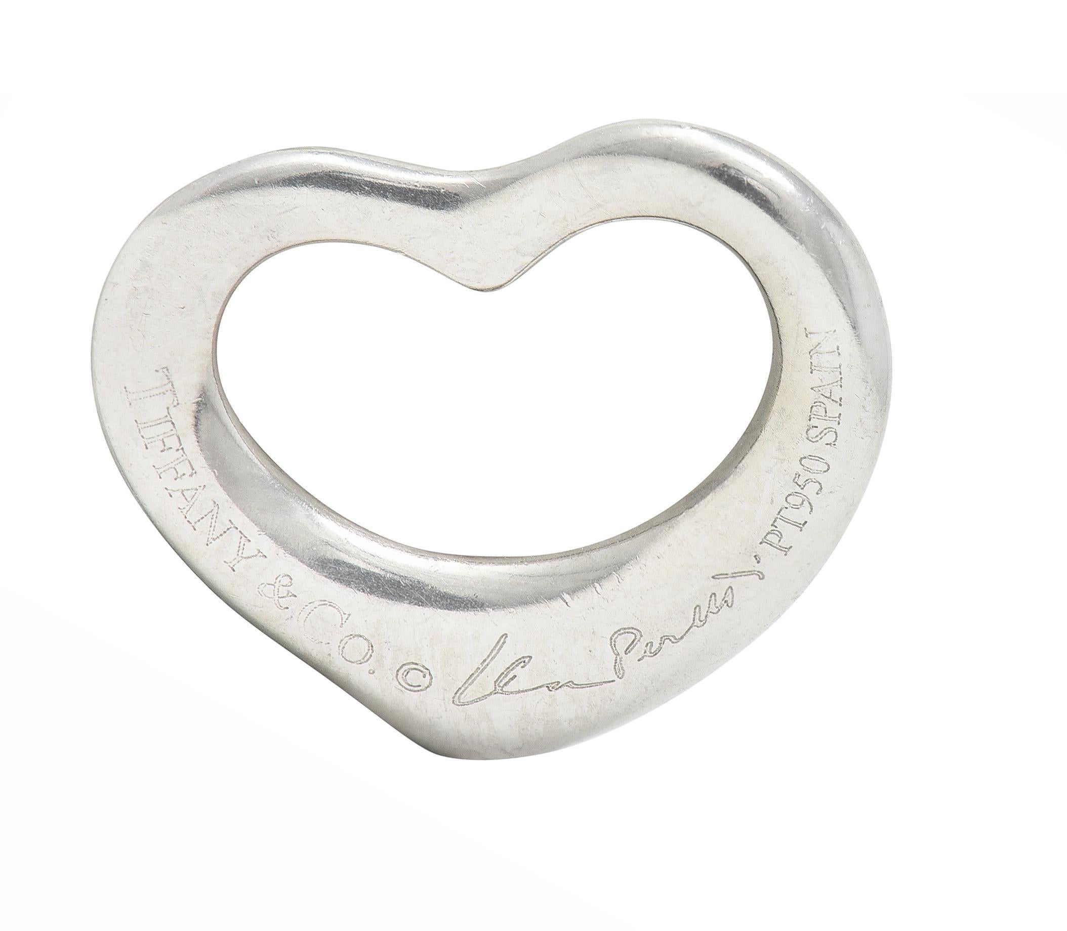 Elsa Peretti Tiffany & Co. Diamond Platinum Open Heart Pendant Necklace For Sale 3