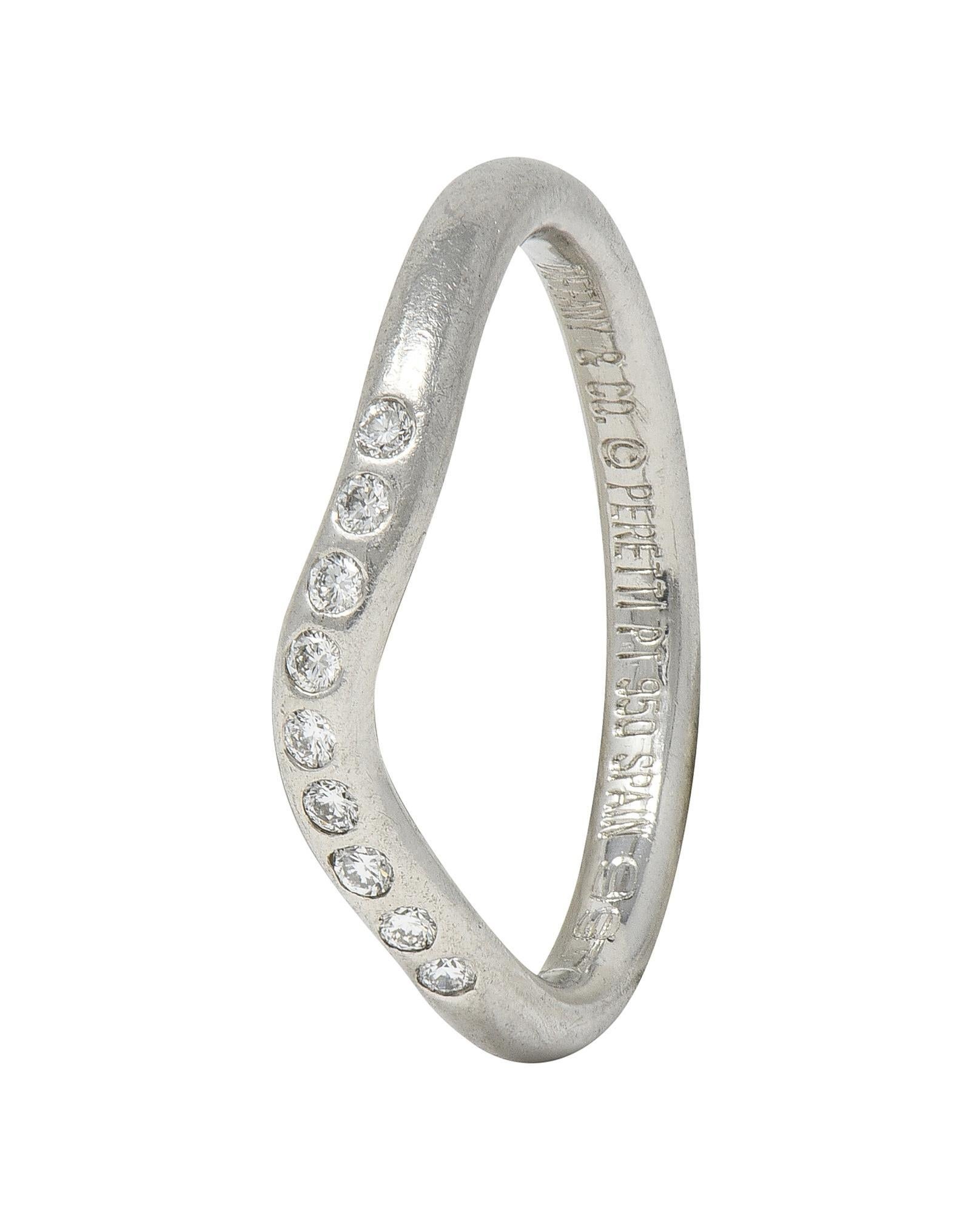 Elsa Peretti Tiffany & Co. Diamond Platinum Vintage Contour Wedding Band Ring For Sale 5