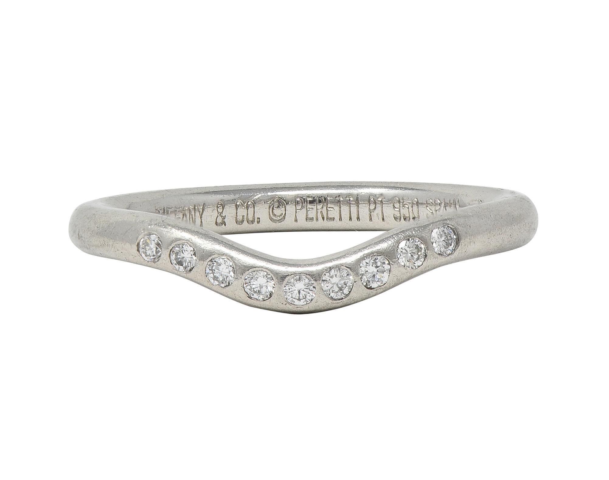 Elsa Peretti Tiffany & Co. Diamond Platinum Vintage Contour Wedding Band Ring For Sale