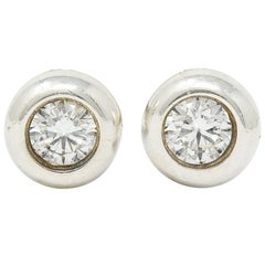 Elsa Peretti Tiffany & Co. Diamond Sterling Silver Bezel Stud Earrings