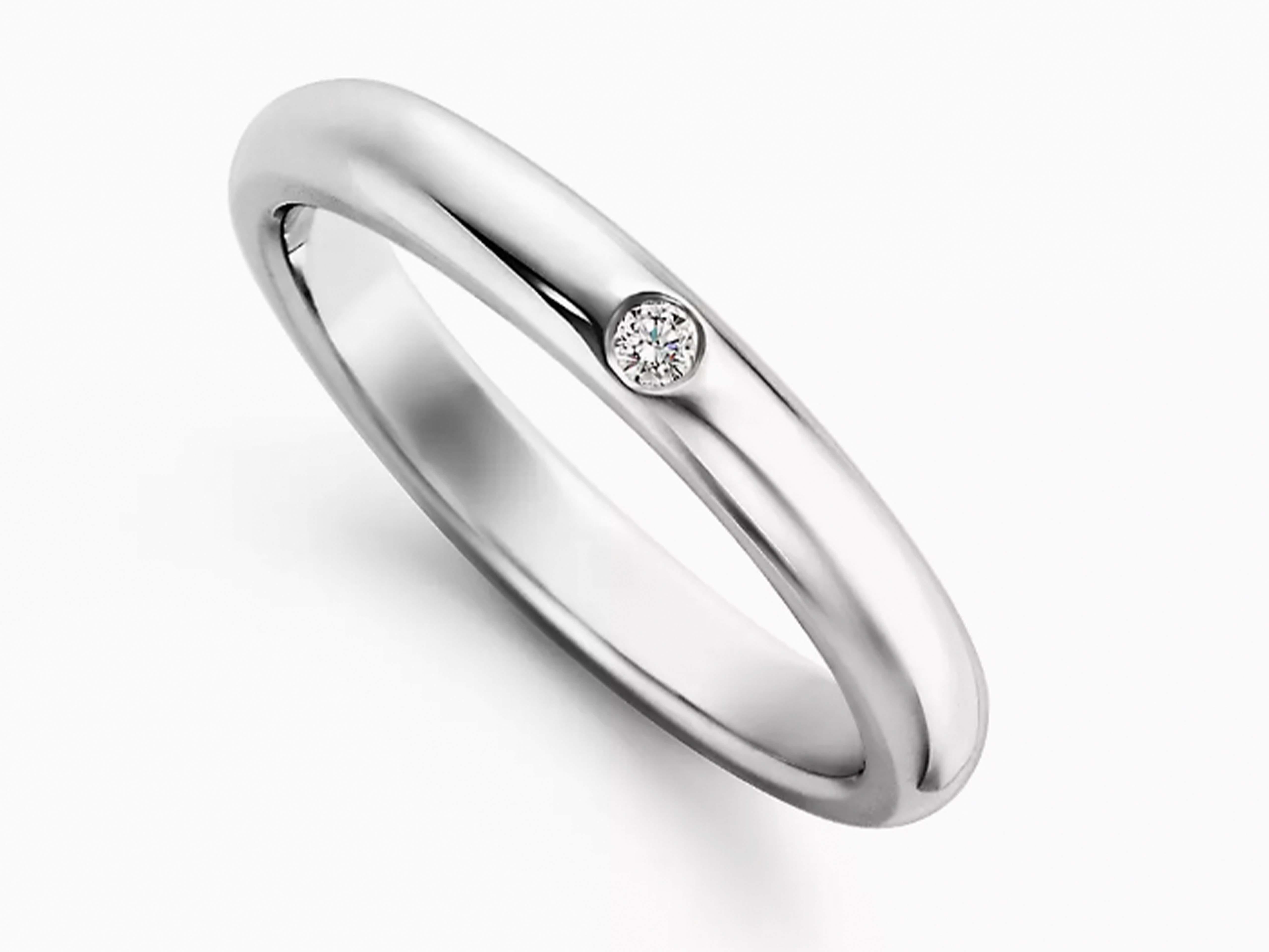 Elsa Peretti Tiffany & Co. Alianza de Diamantes Platino Talla 5.5 Corte brillante en venta