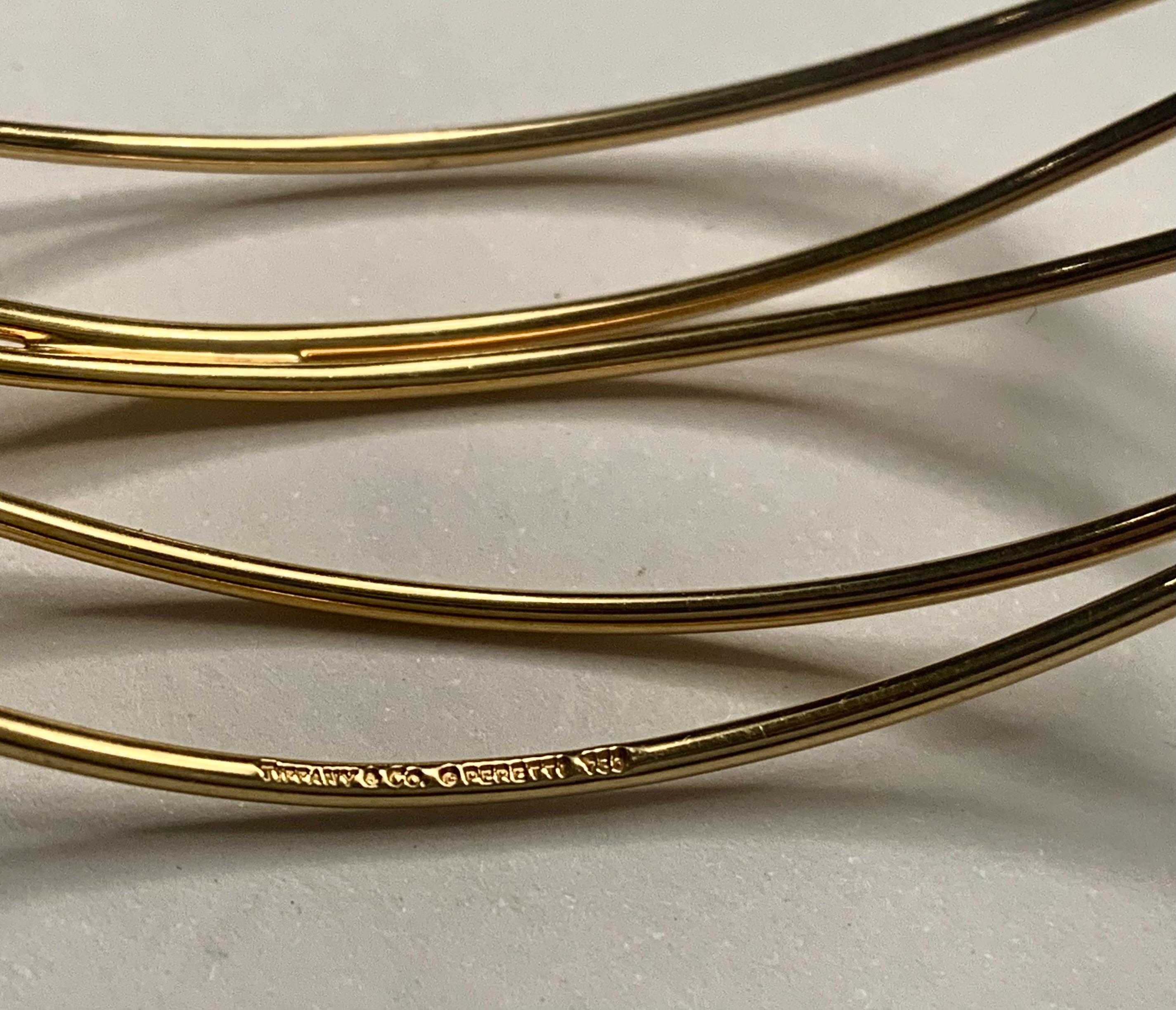 Elsa Peretti Tiffany & Co Five Row Wave Bracelet 18k Gold Damen im Angebot