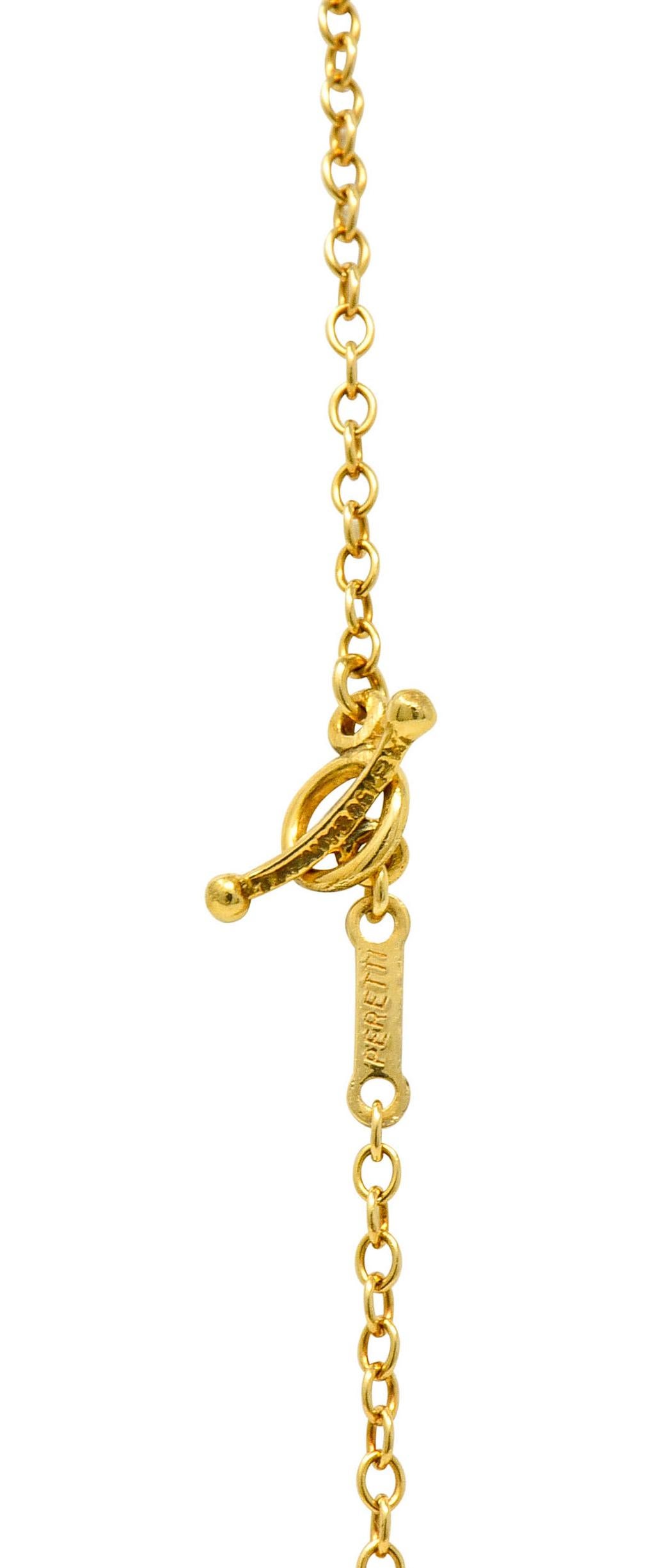 Round Cut Elsa Peretti Tiffany & Co. Jade 18 Karat Gold Touchstone Pendant Necklace