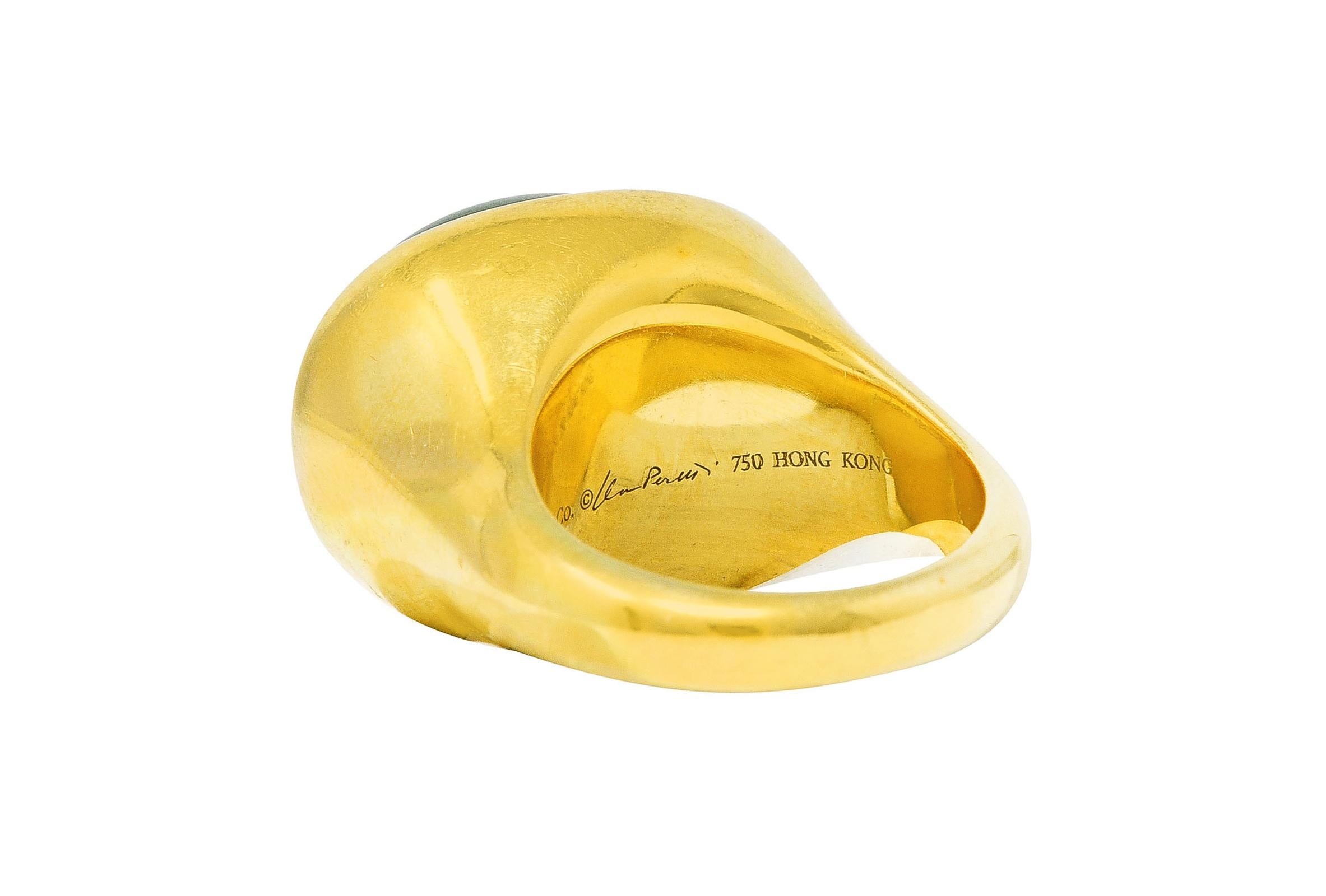 Taille cabochon Elsa Peretti pour Tiffany & Co. Bague cabochon en or jaune 18 carats et jade