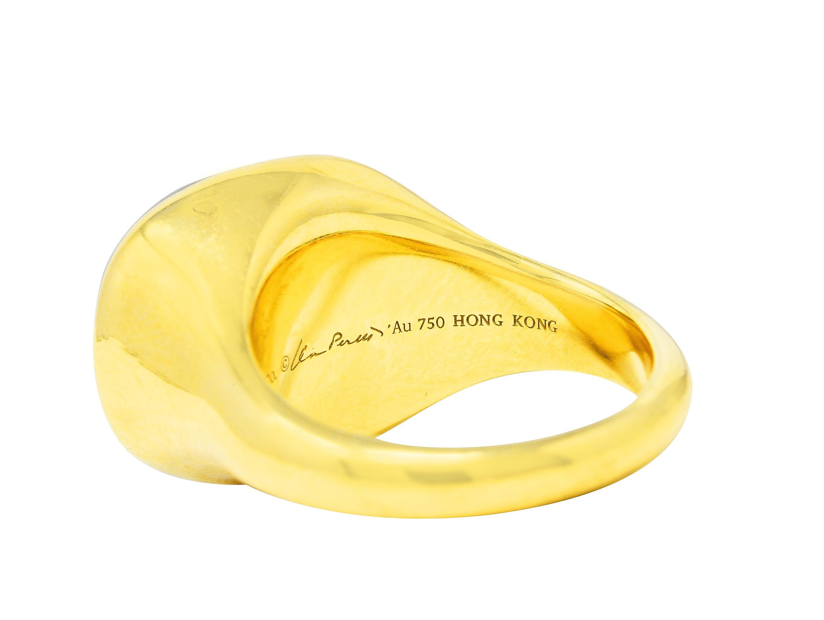 Elsa Peretti Tiffany & Co. Jade 18 Karat Yellow Gold Cabochon Ring 1