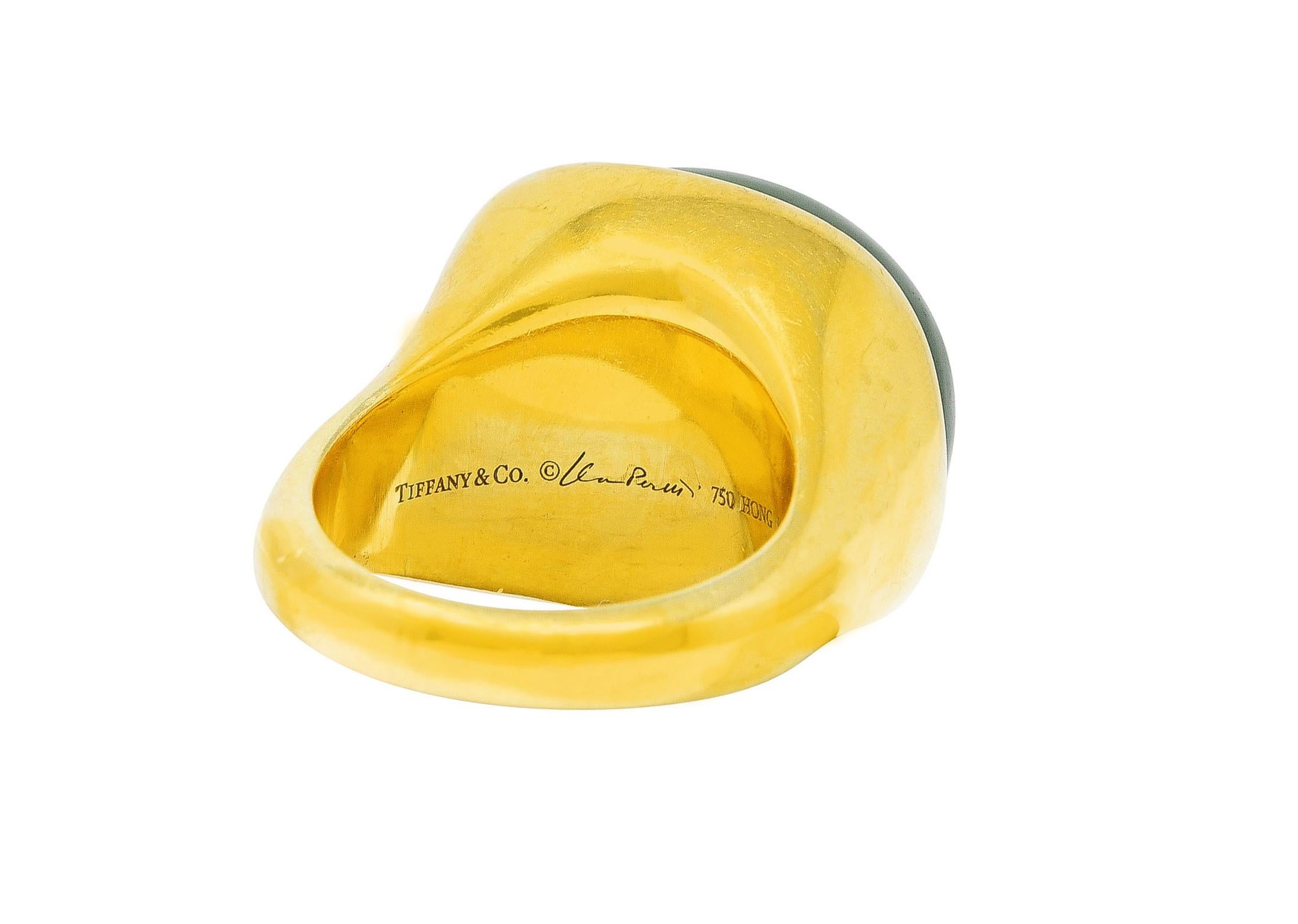  Elsa Peretti pour Tiffany & Co. Bague cabochon en or jaune 18 carats et jade Unisexe 
