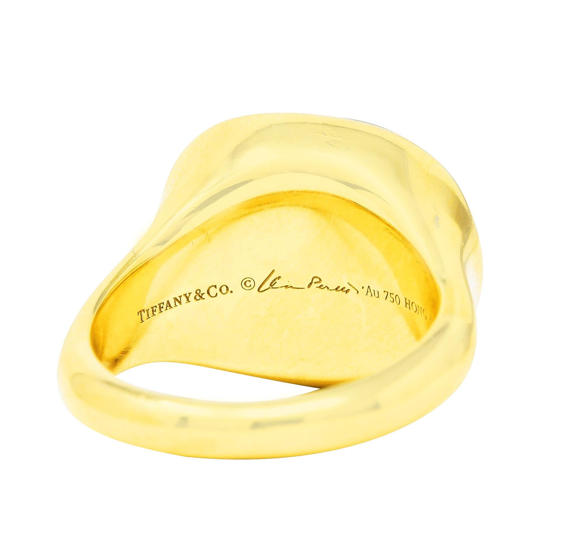 Women's or Men's Elsa Peretti Tiffany & Co. Jade 18 Karat Yellow Gold Cabochon Ring