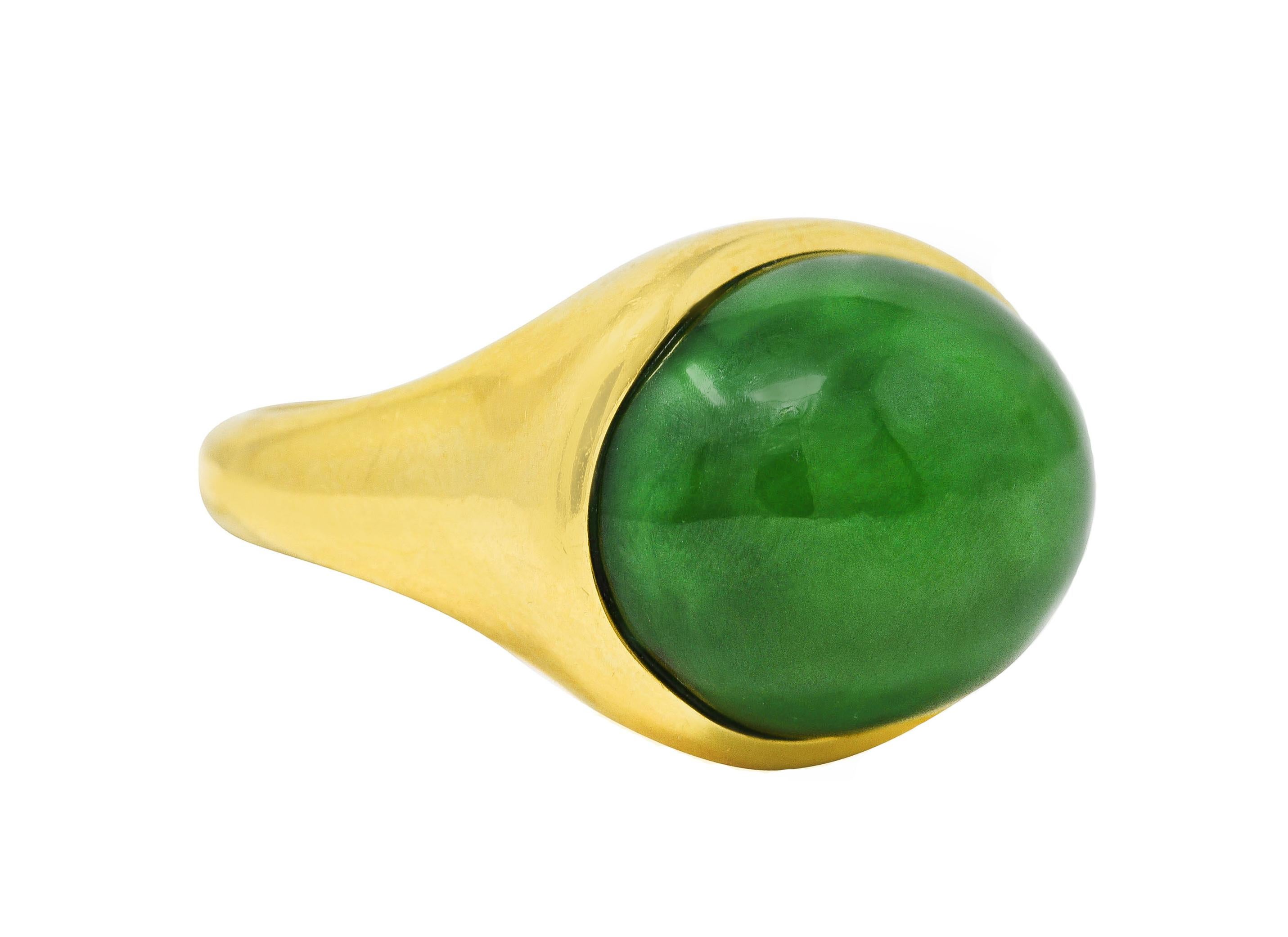 Women's or Men's Elsa Peretti Tiffany & Co. Jade 18 Karat Yellow Gold Cabochon Ring