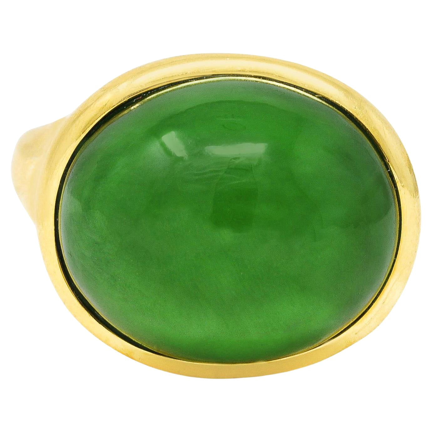 Elsa Peretti Tiffany 
Co. Jade 18 Karat Yellow Gold Cabochon Ring