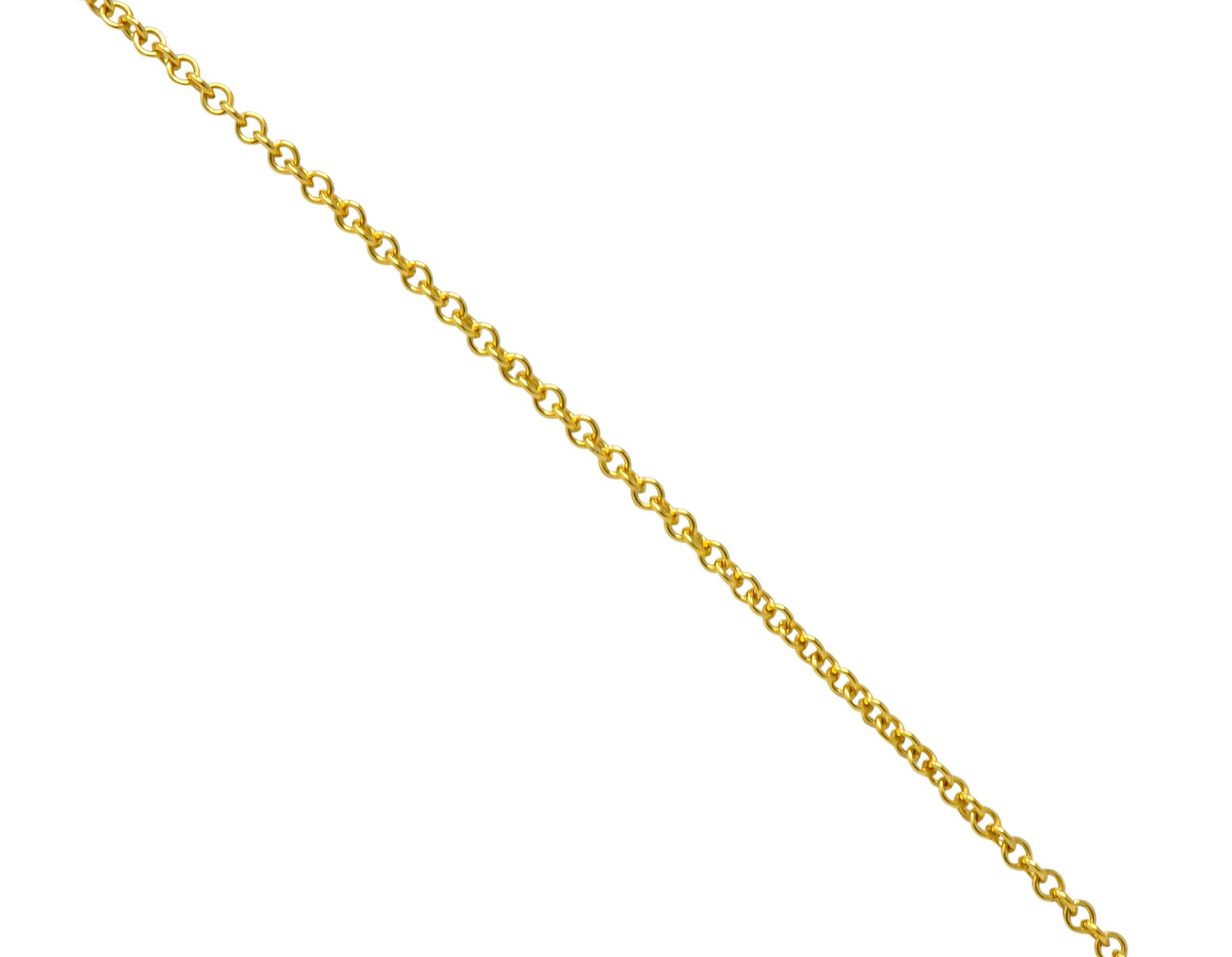 Contemporary Elsa Peretti Tiffany & Co Lapis Lazuli 18 Karat Gold Open Heart Pendant Necklace