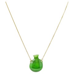 Elsa Peretti Tiffany & Co. Nephrite Jade 18 Karat Gold Bottle Necklace
