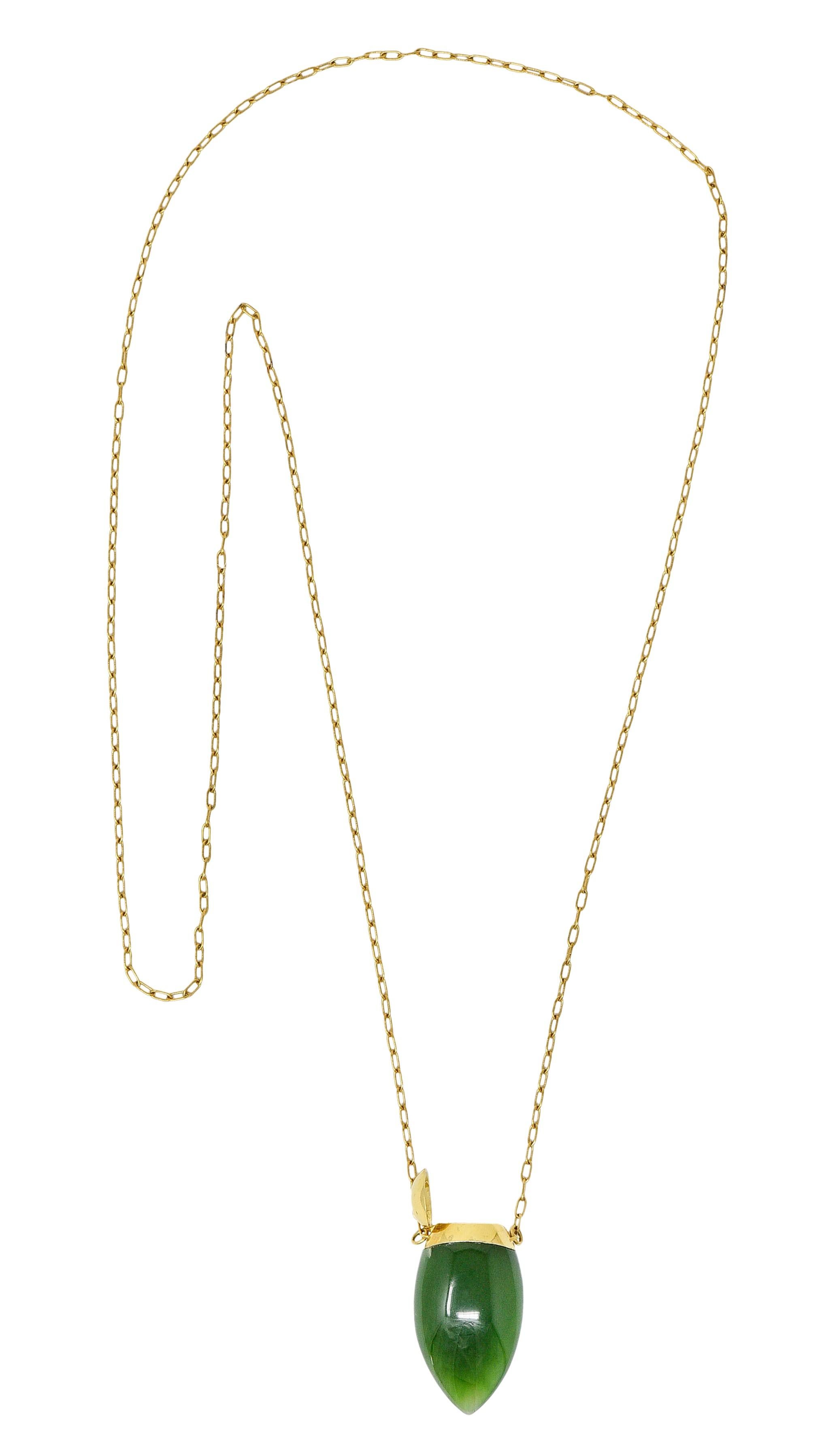 Elsa Peretti Tiffany & Co. Nephrite Jade 18 Karat Gold Perfume Bottle Necklace 1