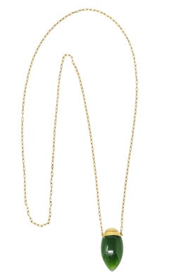 Collier bouteille de parfum Elsa Peretti Tiffany & Co. en jade néphrite et or 18 carats