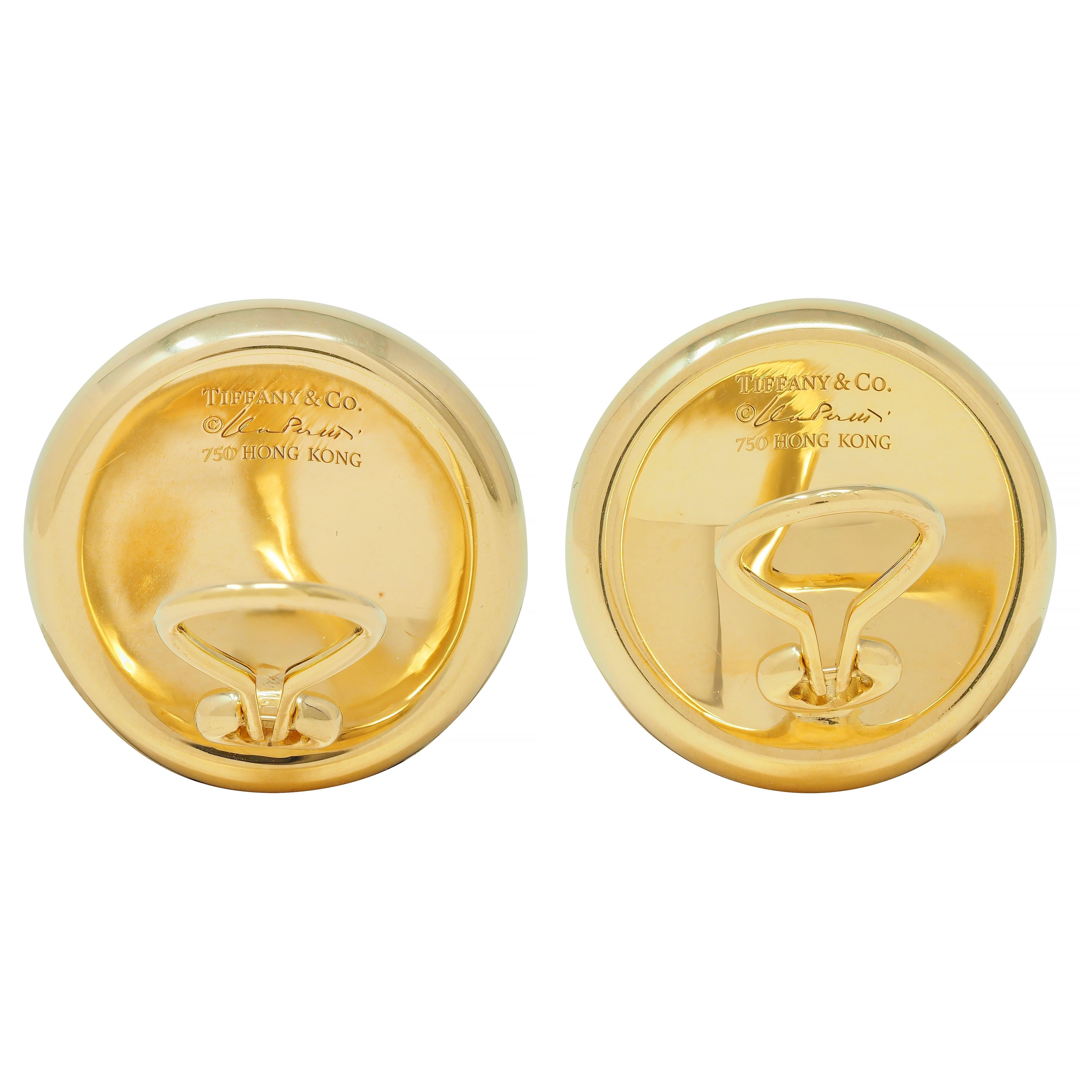 Women's or Men's Elsa Peretti Tiffany & Co. Onyx 18 Karat Gold Thumbprint Ear-Clip Earrings For Sale