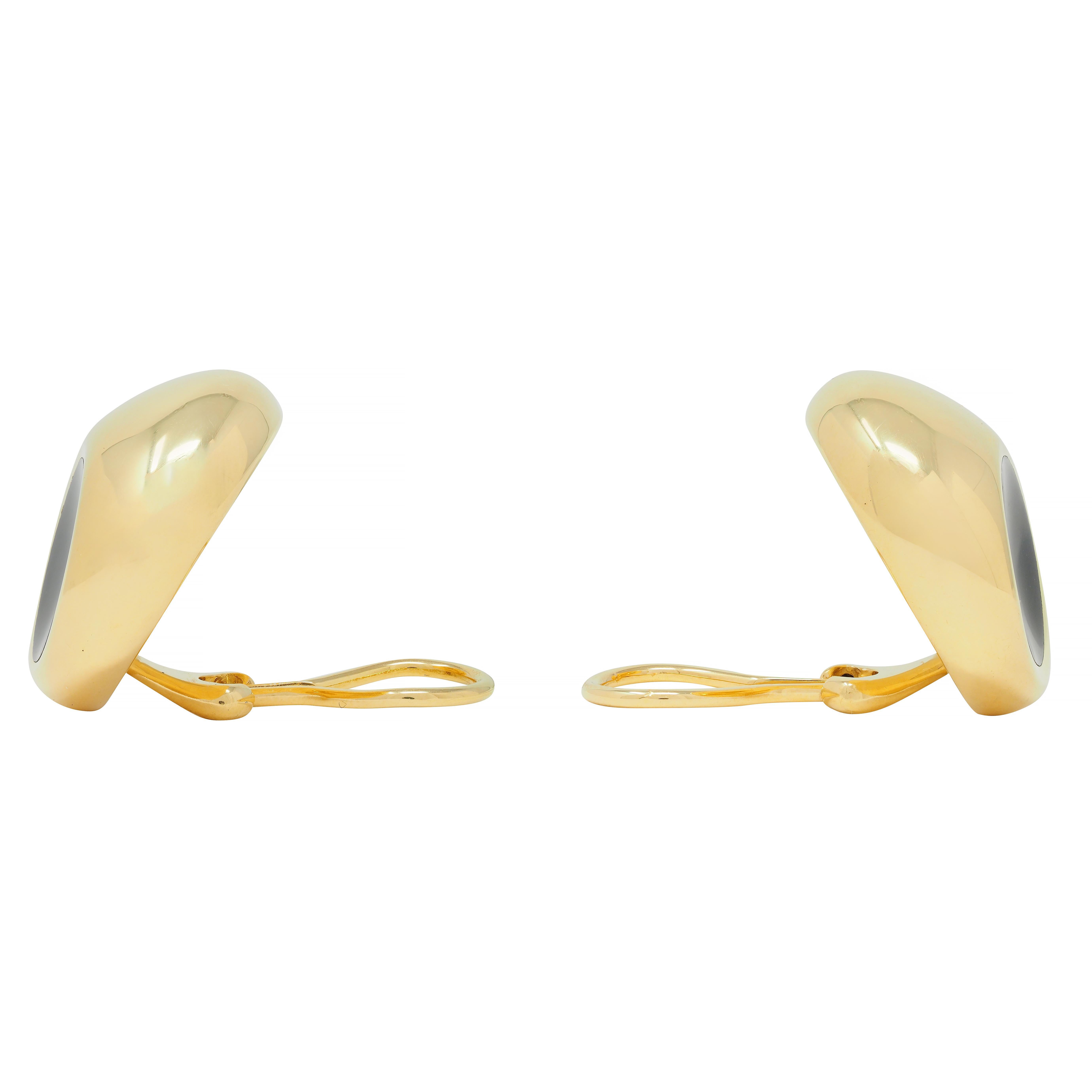 Elsa Peretti pour Tiffany & Co. Boucles d'oreilles en or 18 carats à empreintes d'onyx et Clips d'oreilles en vente 1