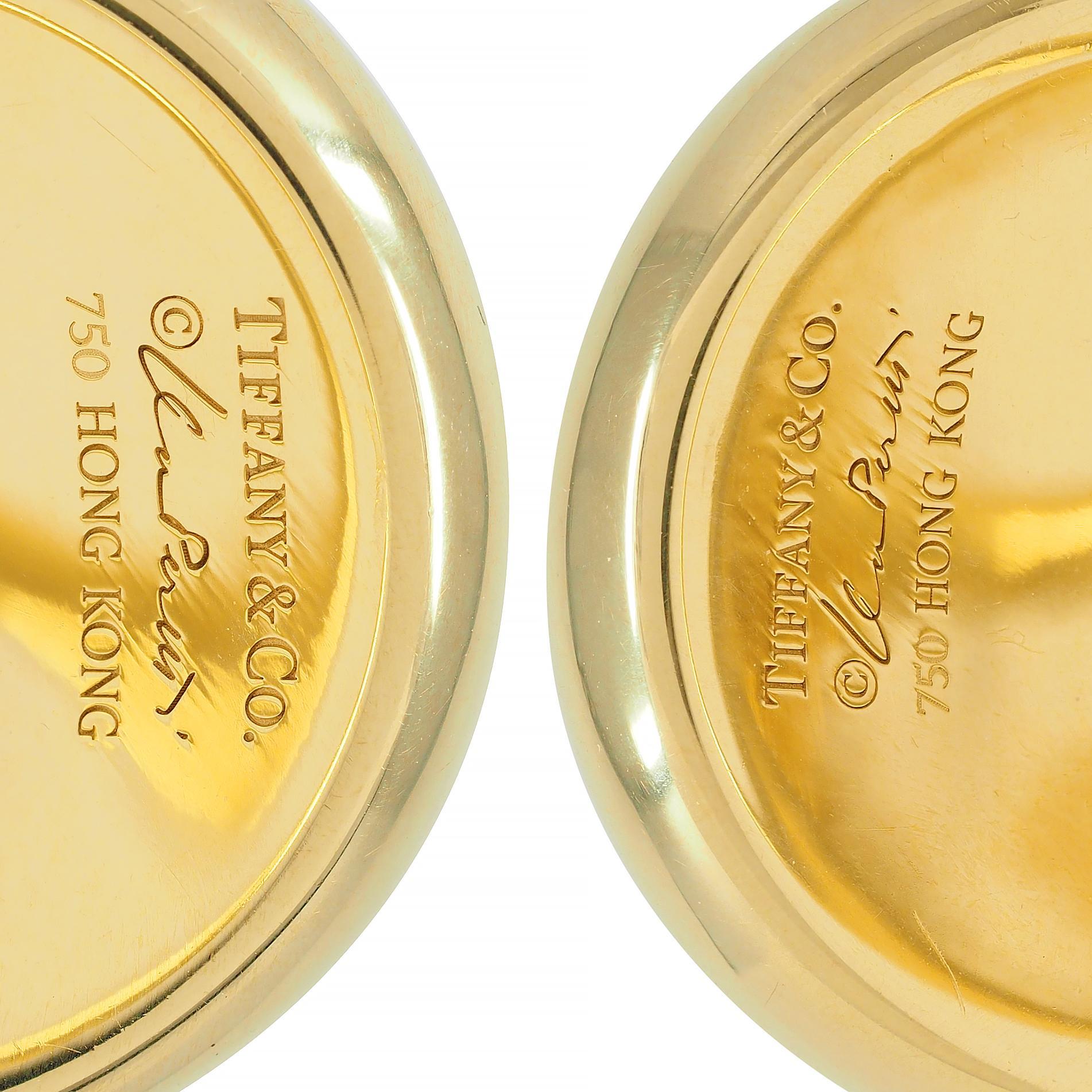 Elsa Peretti Tiffany & Co. Onyx 18 Karat Gold Thumbprint Ear-Clip Earrings For Sale 2