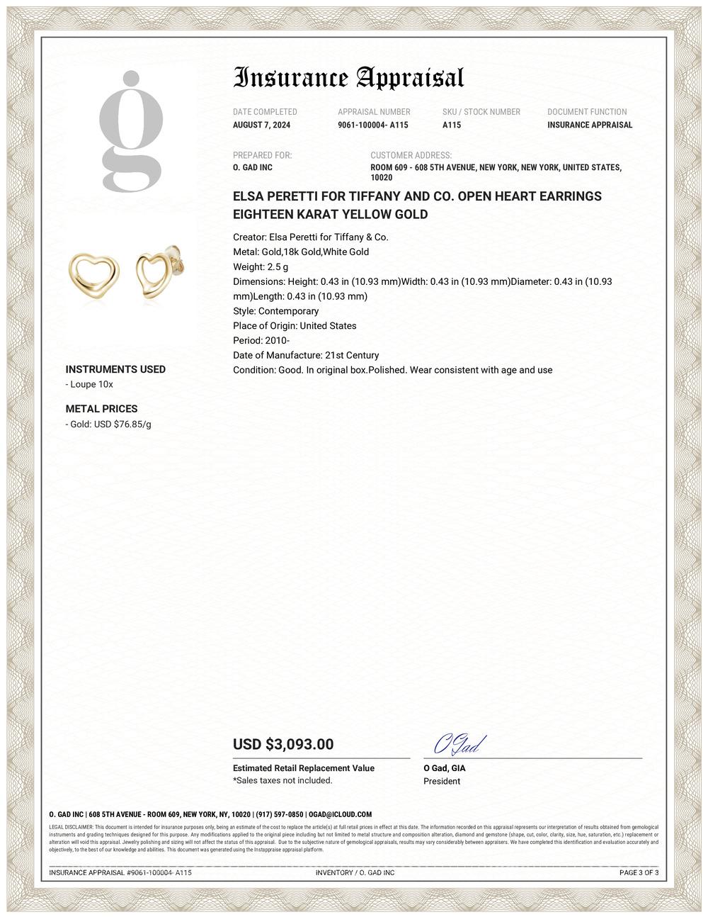 Elsa Peretti es una diseñadora de joyas de fama mundial que ha colaborado con la marca de joyería de lujo Tiffany & Co. para crear muchas piezas icónicas. Los Pendientes Corazón Abierto de Oro Blanco de Dieciocho Kilates son uno de sus diseños más
