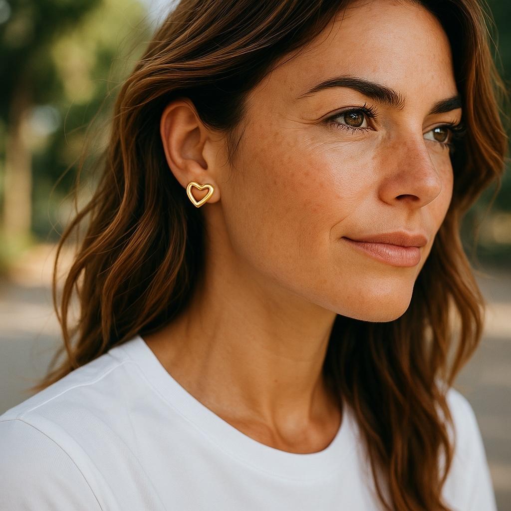 Pendientes Elsa Peretti Tiffany Co Corazón abierto 0,43 pulgadas Oro amarillo de dieciocho quilates en Bueno estado para la venta en New York, NY