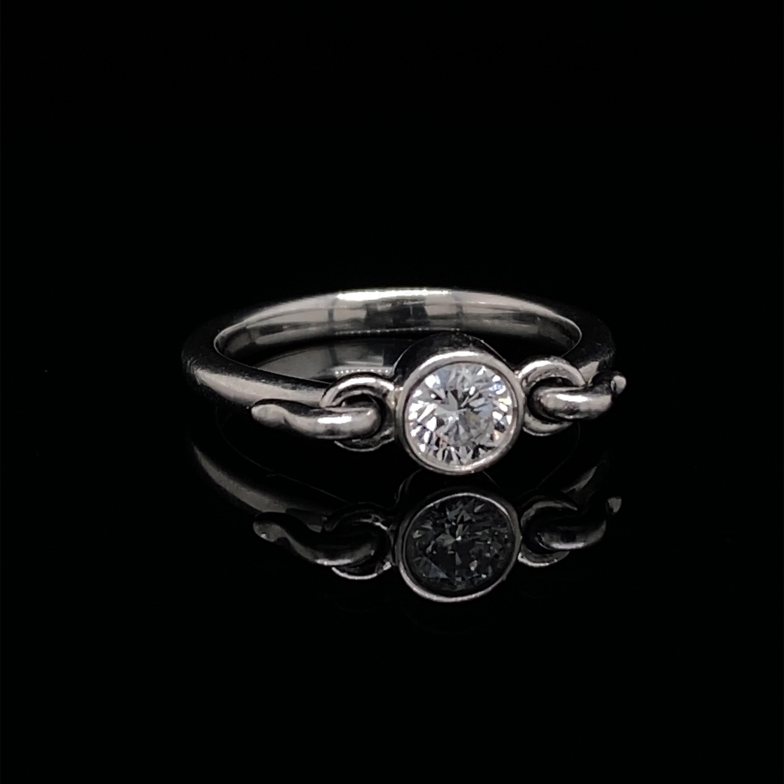 Modern Elsa Peretti Tiffany & Co. Round Brilliant Diamond Platinum Swan Ring For Sale