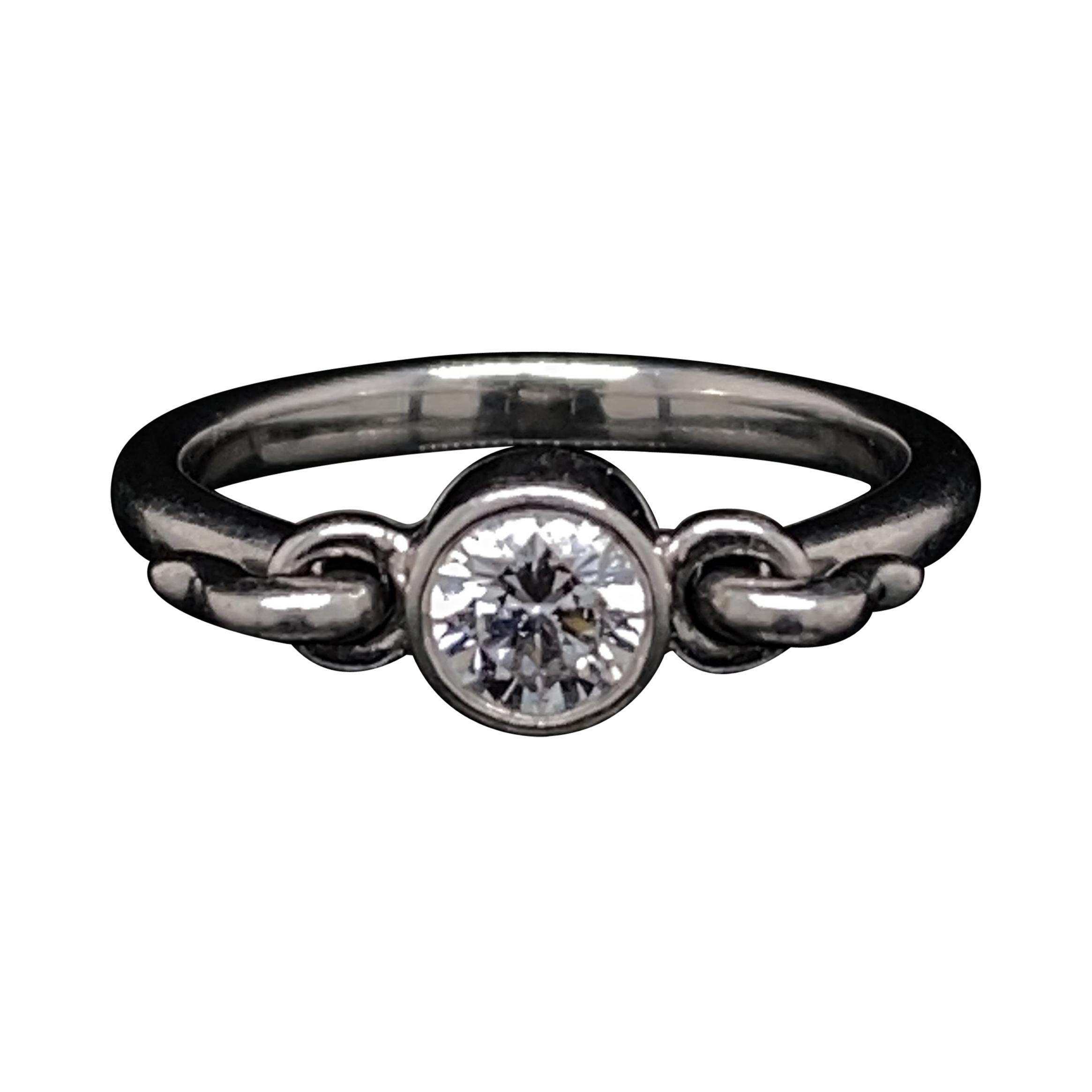 Elsa Peretti Tiffany & Co. Round Brilliant Diamond Platinum Swan Ring