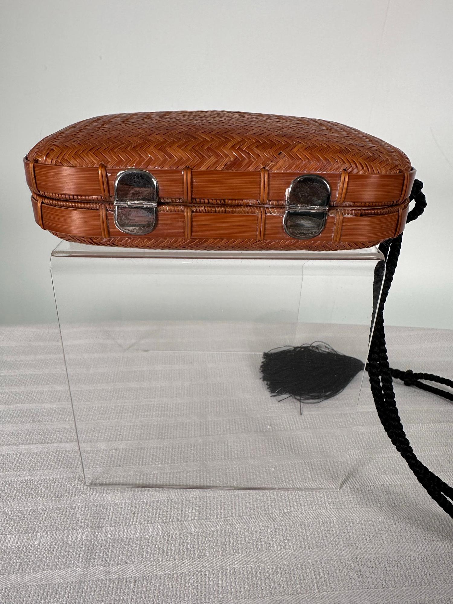 Elsa Peretti Tiffany & Co. Silver, Silk and Hand Woven Bamboo Museum Held Bag 5