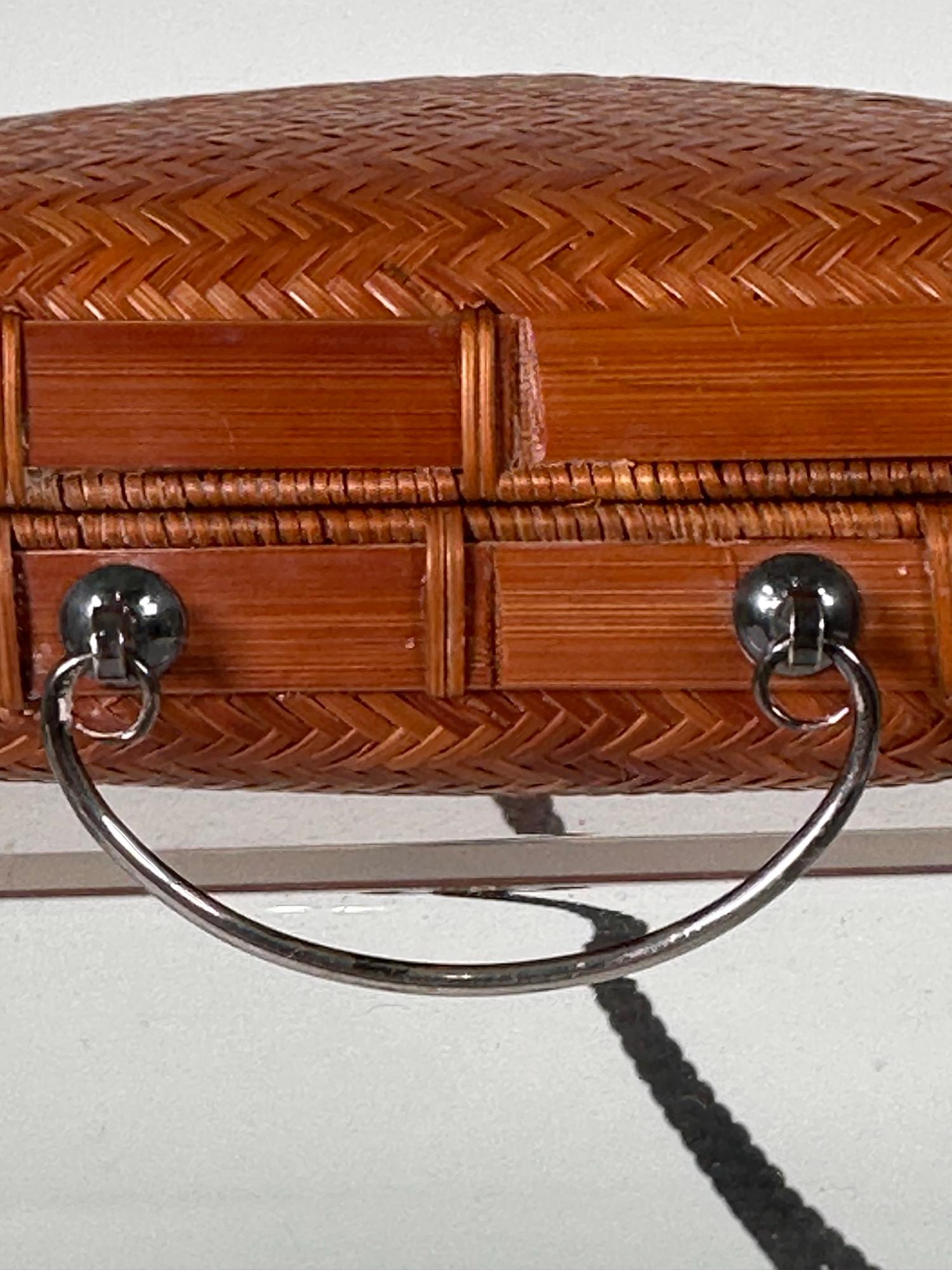 Elsa Peretti Tiffany & Co. Silver, Silk and Hand Woven Bamboo Museum Held Bag 8