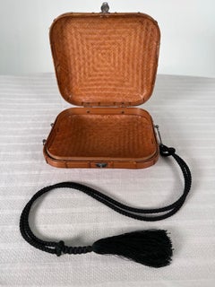 Elsa Peretti Tiffany & Co. Silver, Silk and Hand Woven Bamboo Museum Held Bag
