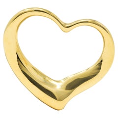 Retro Elsa Peretti Tiffany & Co. Spain 18 Karat Gold 30.0 MM Open Heart Pendant