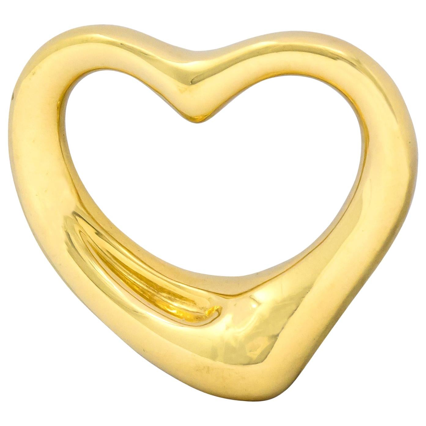 Elsa Peretti Tiffany & Co. Spain 18 Karat Gold 25MM Open Heart Pendant