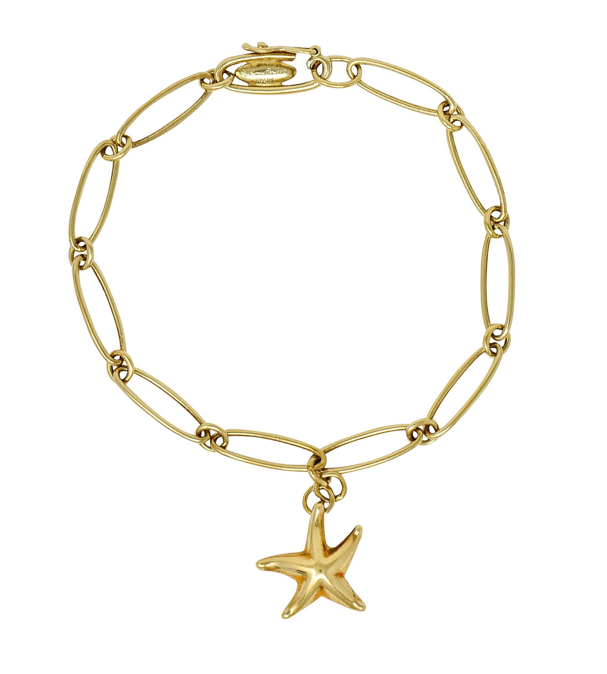Women's or Men's Elsa Peretti Tiffany & Co. Spain 18 Karat Gold Starfish Charm Bracelet
