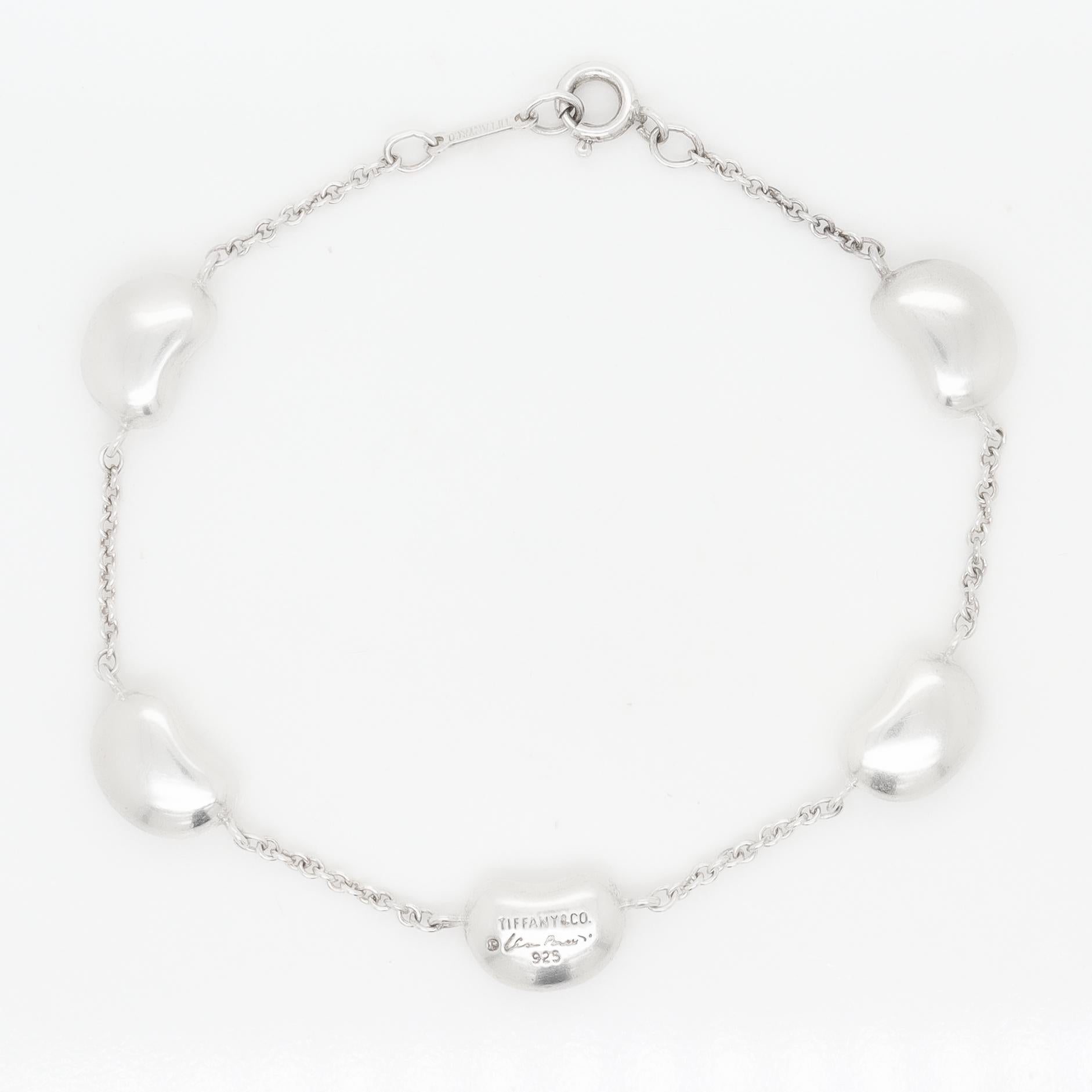 Elsa Peretti Tiffany & Co. Sterling Silver 5 Bean Station Bracelet For Sale 12