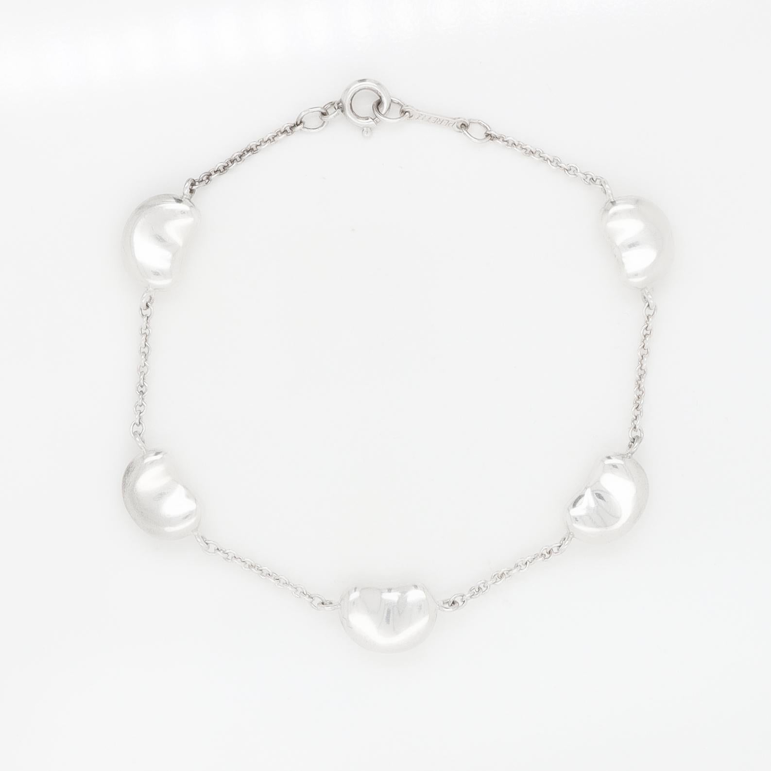 Elsa Peretti Tiffany & Co. Sterling Silver 5 Bean Station Bracelet For Sale 13