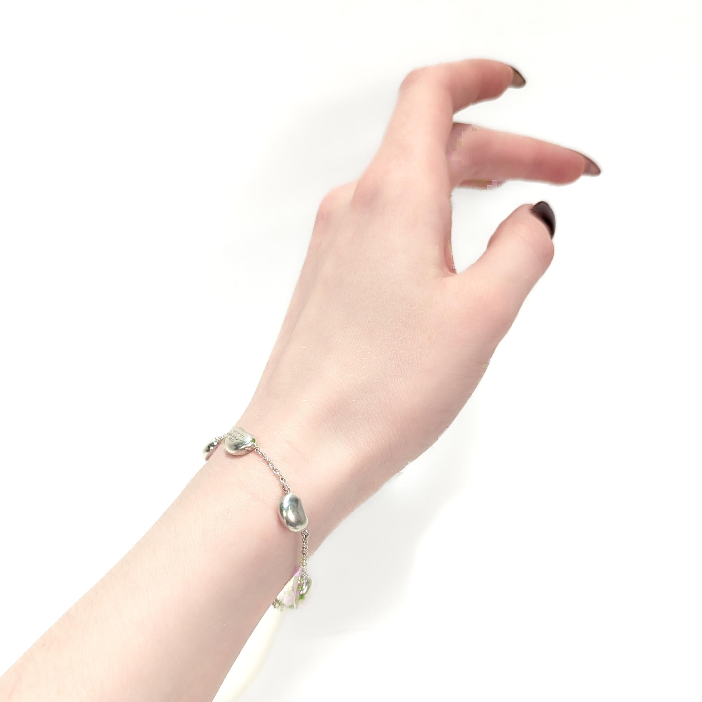 Elsa Peretti Tiffany & Co. Sterling Silver 5 Bean Station Bracelet In Good Condition For Sale In Philadelphia, PA