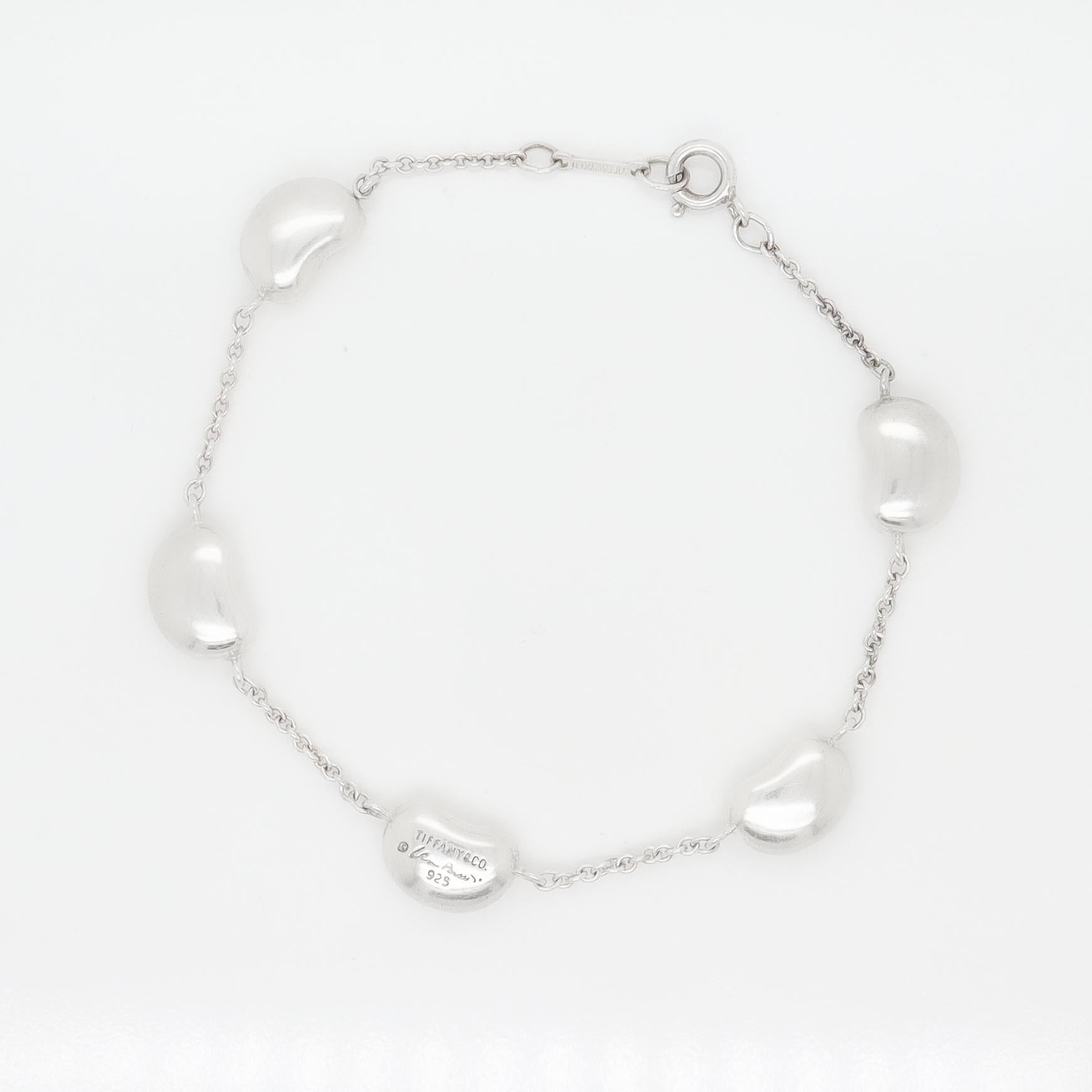 Women's Elsa Peretti Tiffany & Co. Sterling Silver 5 Bean Station Bracelet For Sale