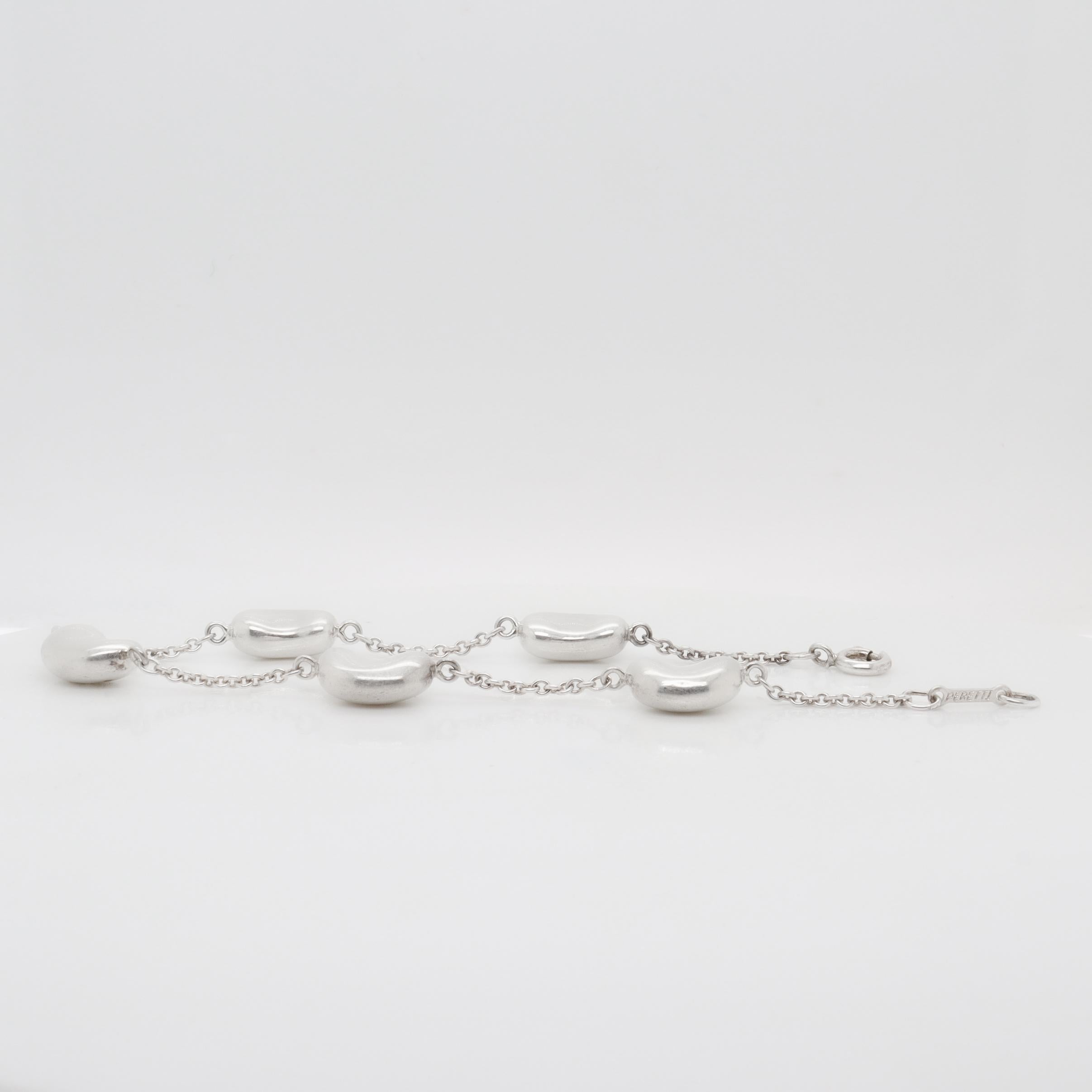 Elsa Peretti Tiffany & Co. Sterling Silver 5 Bean Station Bracelet For Sale 2