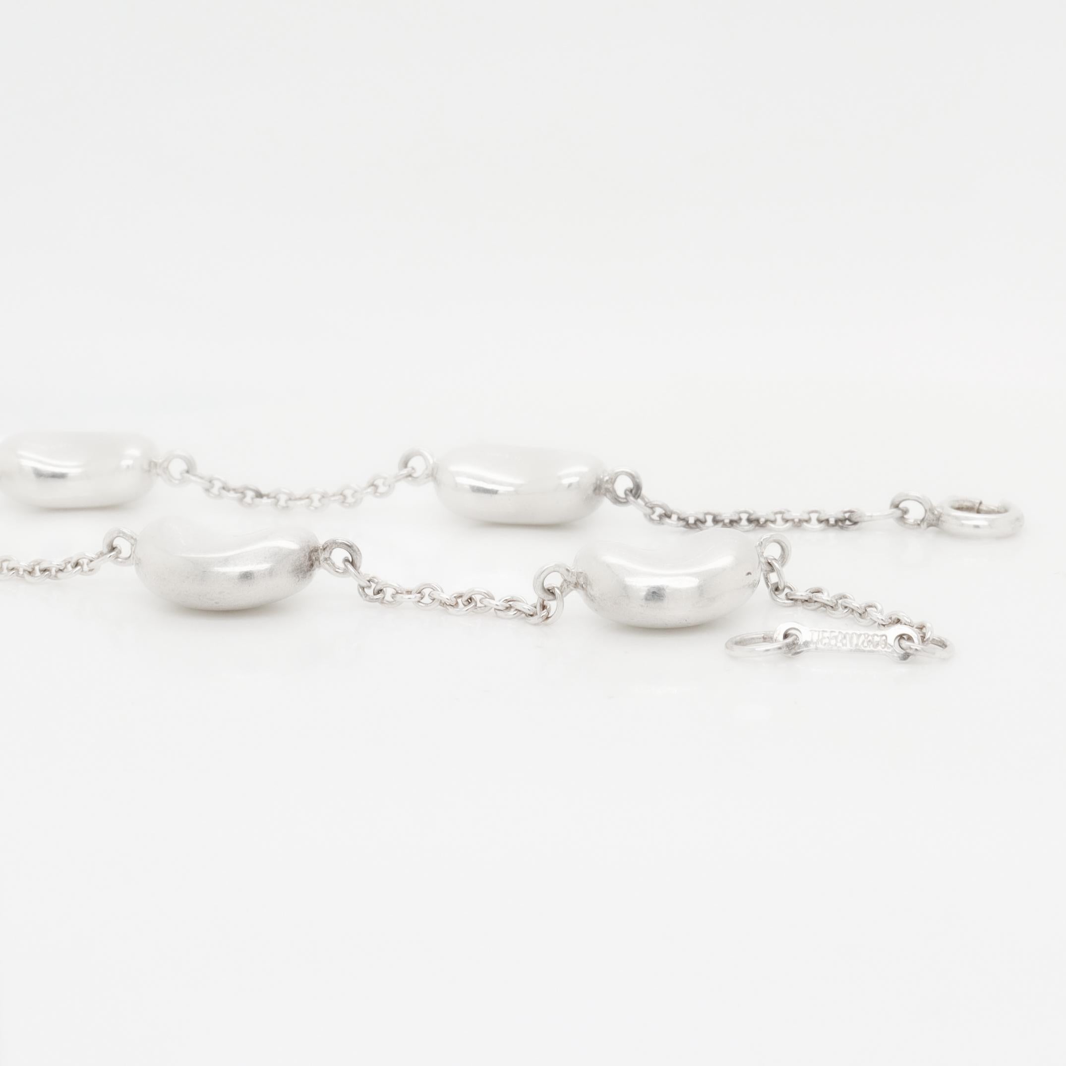 Elsa Peretti Tiffany & Co. Sterling Silver 5 Bean Station Bracelet For Sale 4