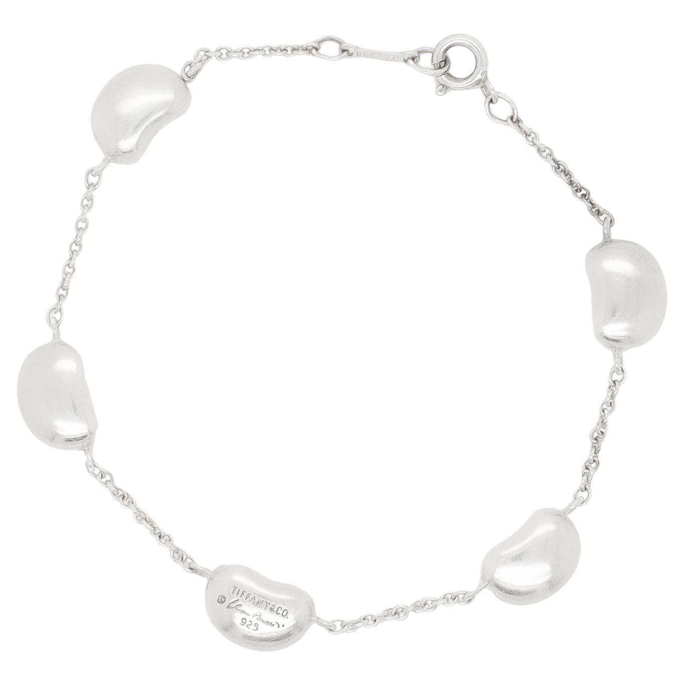 Elsa Peretti Tiffany & Co. Sterling Silver 5 Bean Station Bracelet For Sale