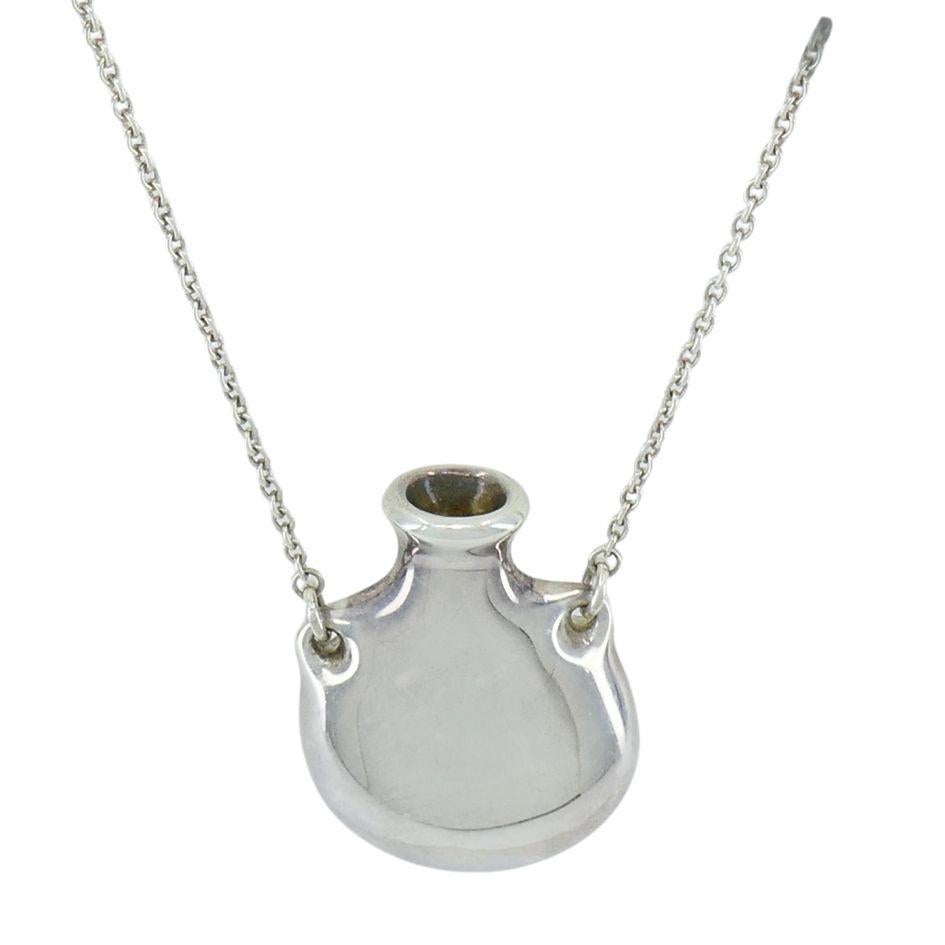 Elsa Peretti Tiffany & Co. Sterling Silver Small Open Bottle Pendant In Good Condition In Beverly Hills, CA