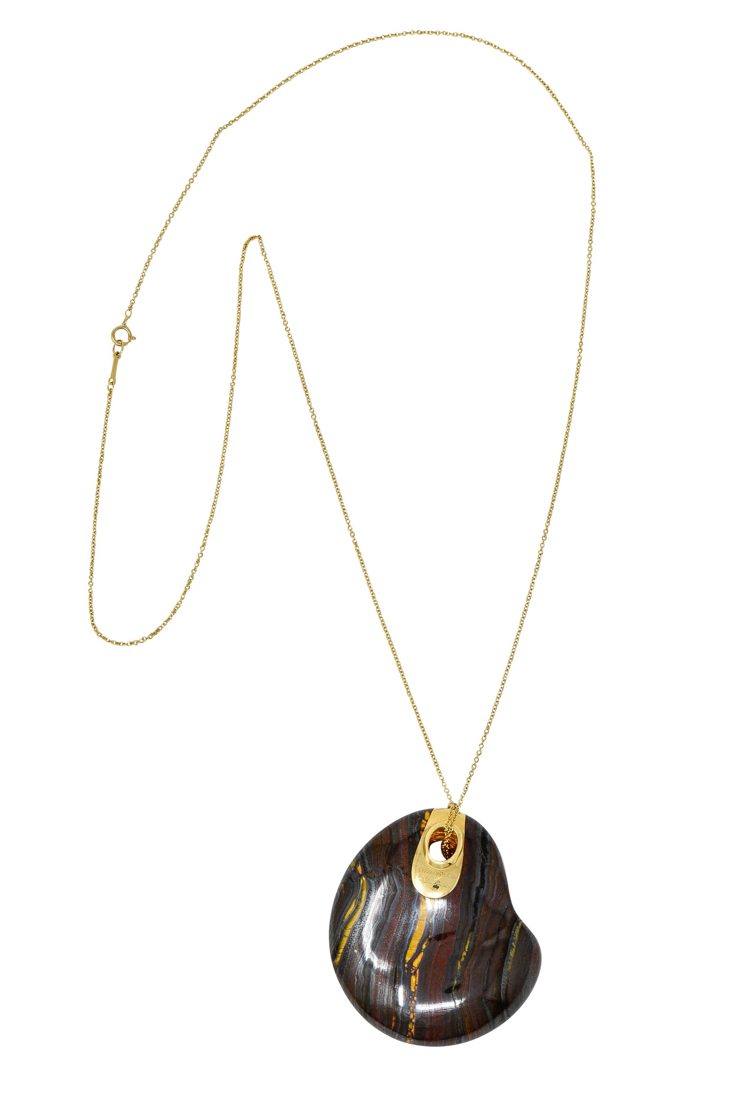 Elsa Peretti Tiffany & Co. Tiger Iron 18 Karat Gold Touchstone Pendant Necklace 4