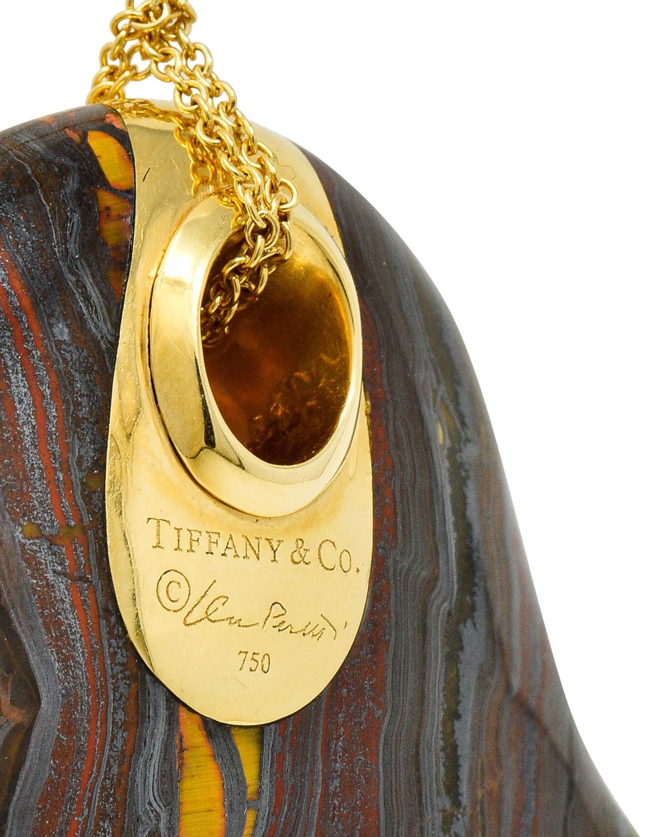Women's or Men's Elsa Peretti Tiffany & Co. Tiger Iron 18 Karat Gold Touchstone Pendant Necklace