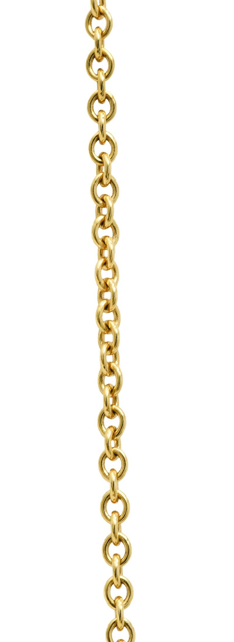 Round Cut Elsa Peretti Tiffany & Co. Turquoise 18 Karat Gold Bottle Necklace