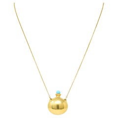 Vintage Elsa Peretti Tiffany & Co. Turquoise 18 Karat Gold Bottle Necklace