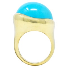 Elsa Peretti Tiffany & Co. Turquoise Cabochon 18 Karat Gold Gemstone Ring