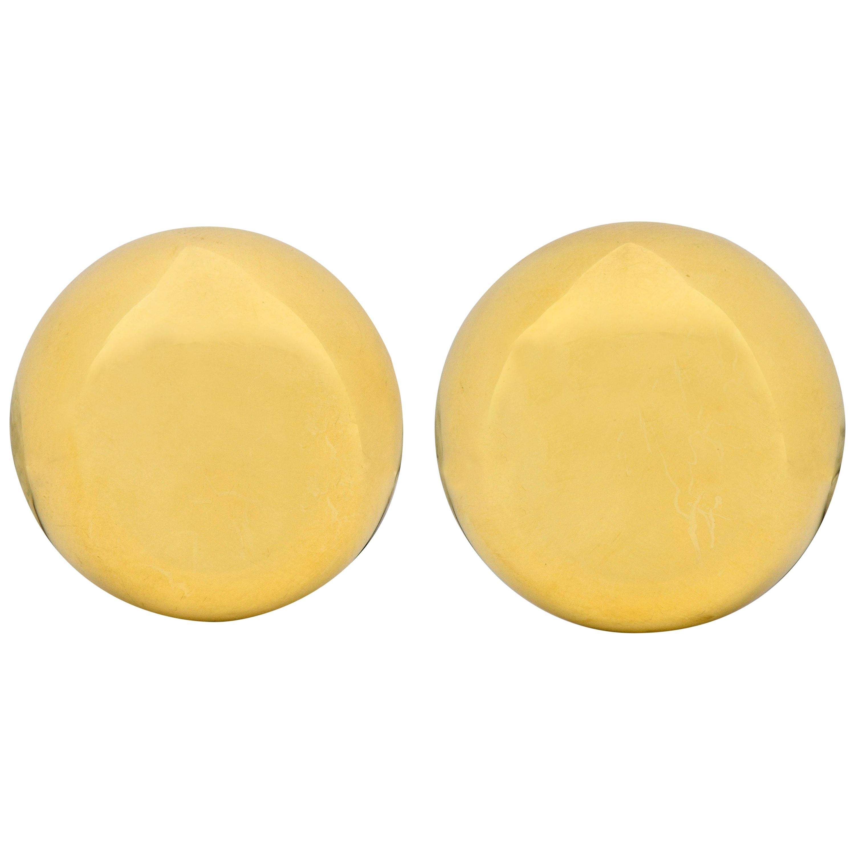 Elsa Peretti Tiffany & Co. Vintage 18 Karat Gold Bean Ear-Clip Earrings